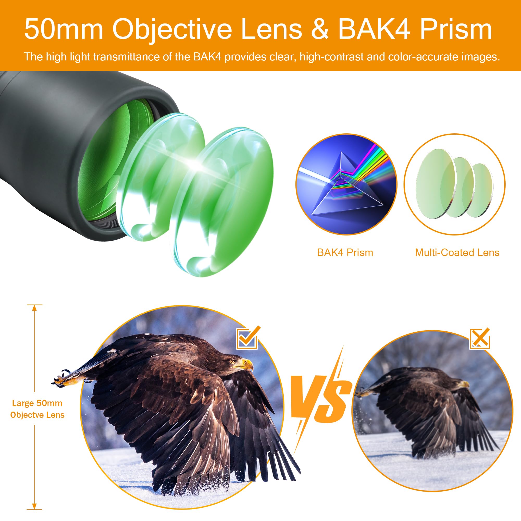Astromania 12X50 Bak4 High Power Prism Monoculars, Waterproof, Compact Handheld Monoscope For Bird Watching, Sporting Events, Traveling  For Men