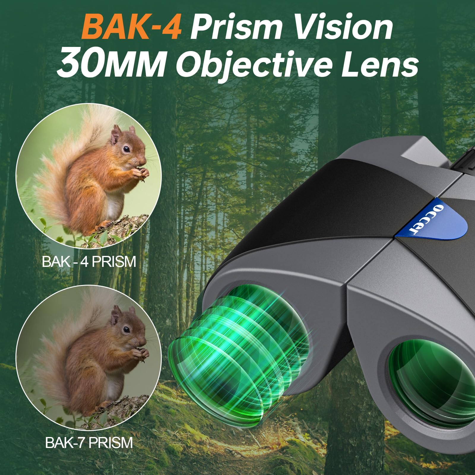 Occer 15X30 Compact Binoculars For Adults And Kids - Large View High Powered Binoculars For Bird Watching - Lightweight Easy Focus Binocular With Low Light Vision For Outdoor Hunting Travel - Black