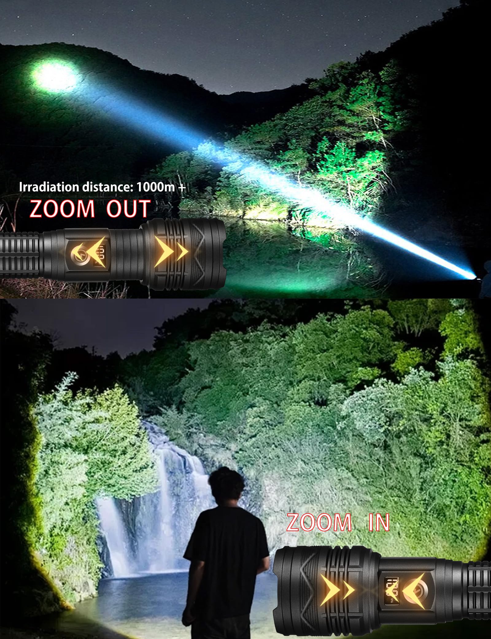Skylla Flashlight Rechargeable Led Flashlights 1200 High Lumens Flash Light Brightest Powerful Tactical Flashlight Military High Power Memory Super Bright For Home Camping Hiking Outdoor Emergency
