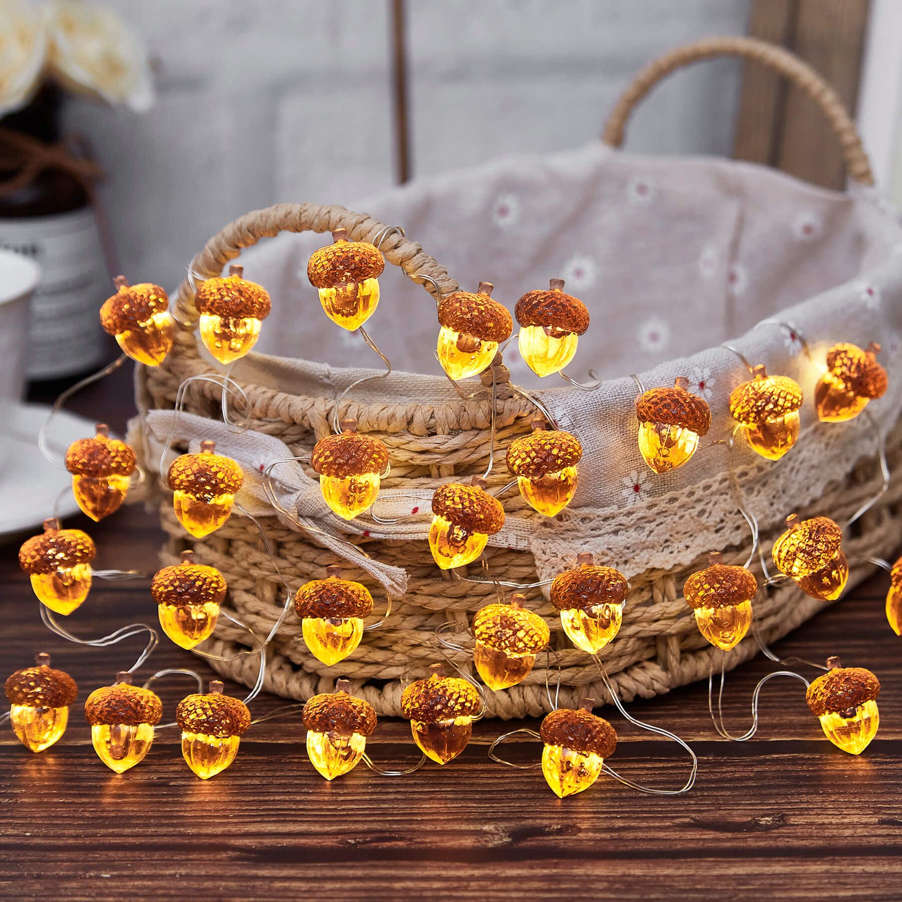 Jashika Solar Acorn String Lights Outdoor Garden Lights Fall Decor Thanksgiving Solar Lights Harvest 3D Acorn Autumn Yard Decorative Lights 14Ft 40Led Garland Balcony Patio Mantel Wreath Decor