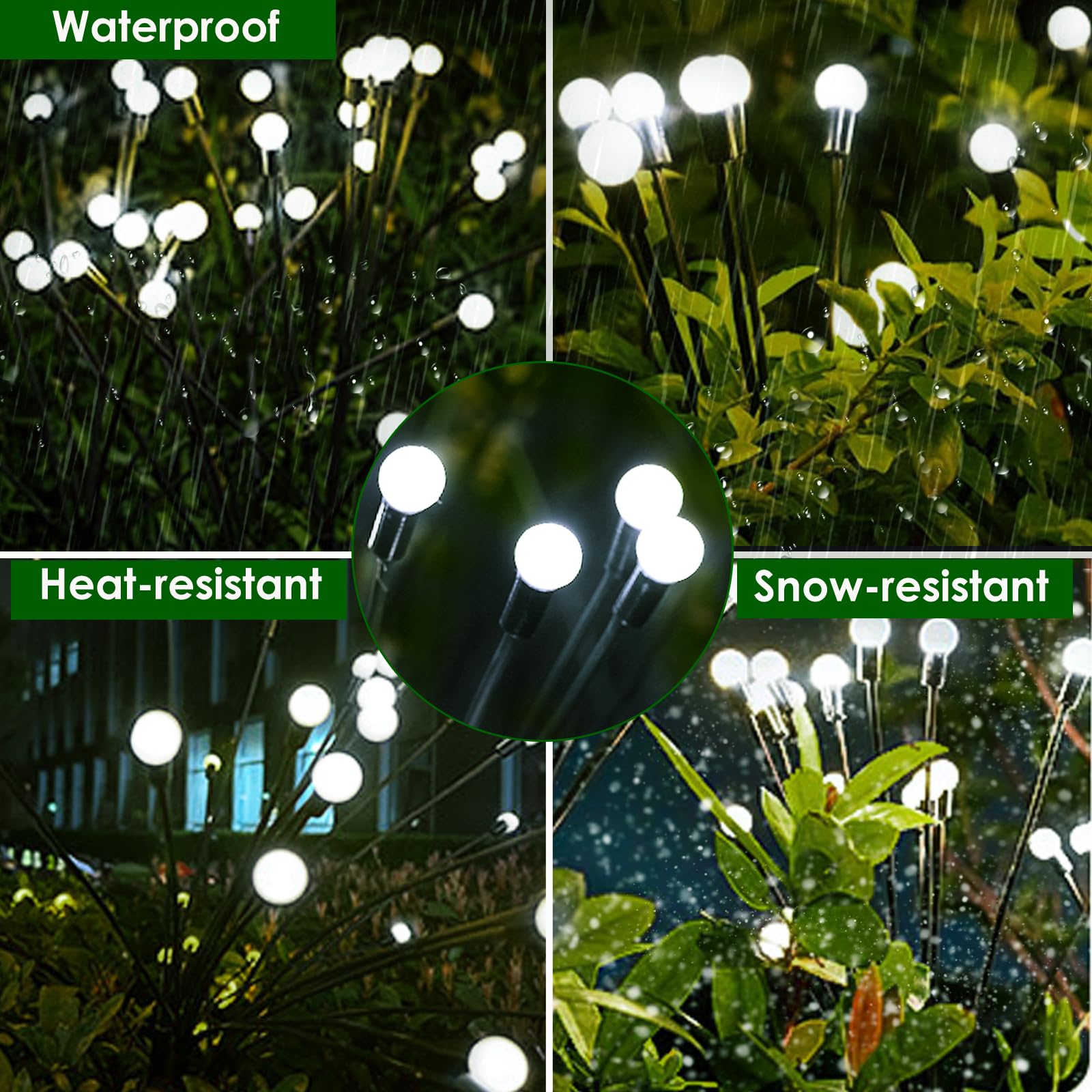 Sanjicha Solar Garden Lights, 6 Pack Solar Firefly Lights Outdoor, Solar Swaying Lights, Waterproof Solar Outdoor Fairy Lights For Yard Patio Pathway Wedding Decor (Cool White)
