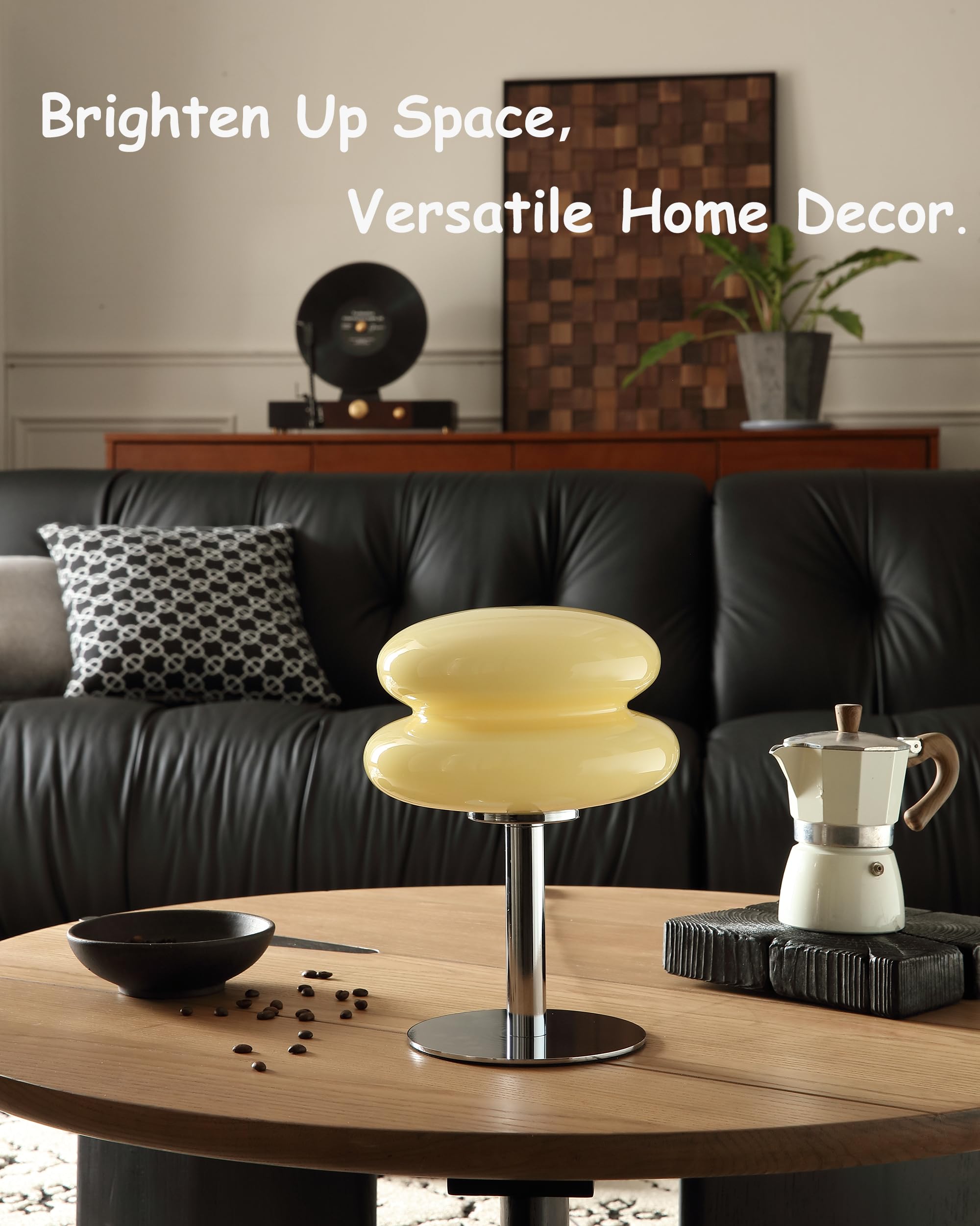 Glivpny Mushroom Bedside Table Lamp,Mid Century Modern Lamp For Nightstand, Dimmable Retro Egg Tart Lamp, Cute Home Decor Lamp Aesthetic Lamp For Bedroom Living Room(Yellow)