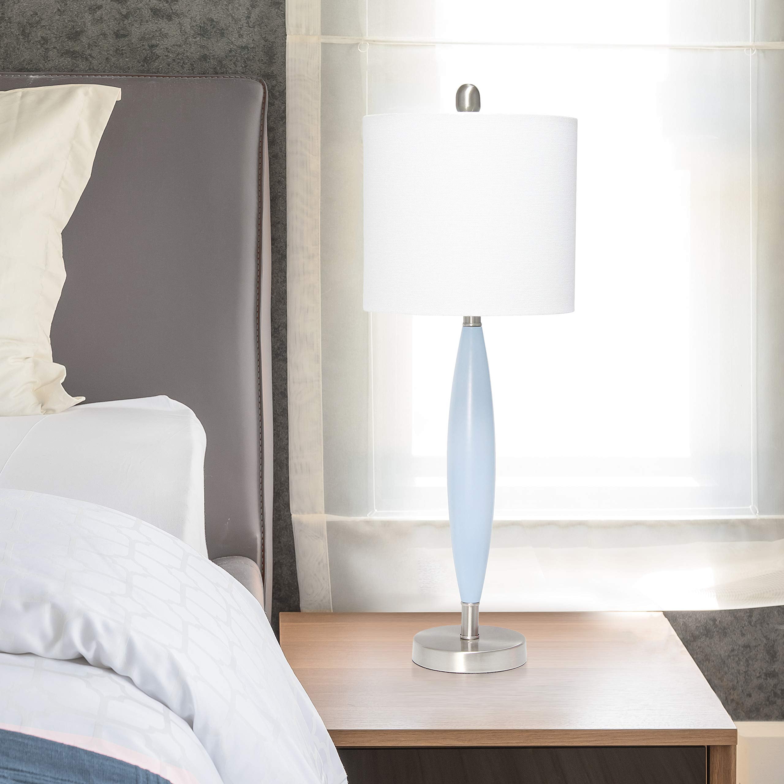 Lalia Home Stylus Table Lamp With White Fabric Shade (Blue/White Shade)