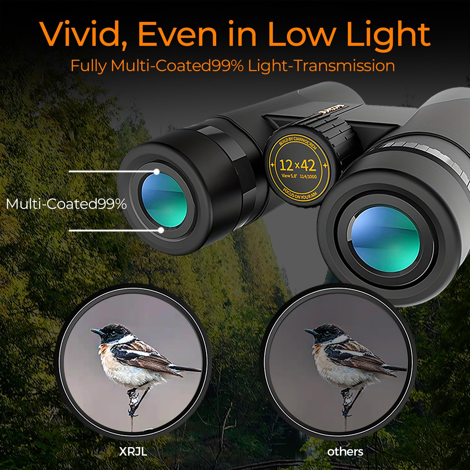 Ciannocrem 12X42 Binoculars For Adults High Powered With Phone Adapter,Build By Powerful Glasses Large View To Watch Football Games,A Travel,Hiking,Bird Watching,Survival And Hunting Gadgets For Men