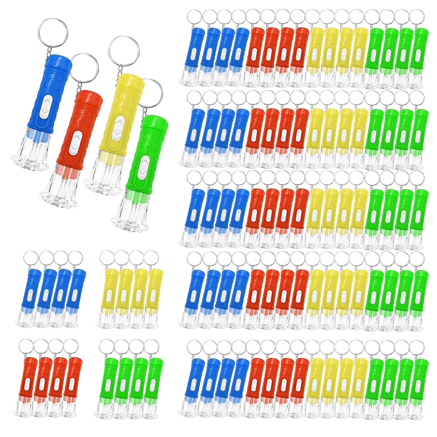 Sviccookq 100 Pieces Mini Flashlight Keychain Bulk For Decor, Assorted Colors Torch Keyring Flashlights Led Keychain Flashlights Small Keychain Light Hiking Camping Halloween Party Favors Goody Bag Stuffers