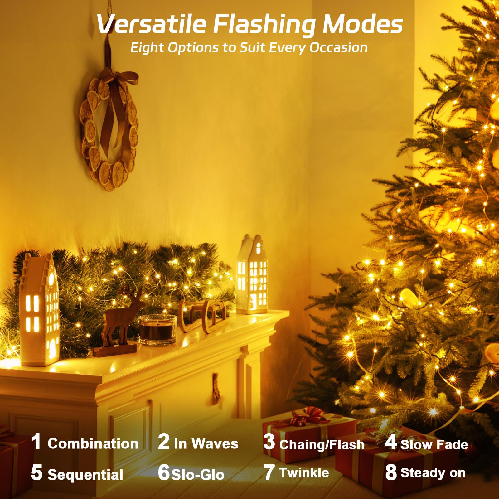 Cshare Solar Fairy Lights Outdoor Waterproof,16.4Ft 50Led Solar String Lights For Outside 8 Modes 2 Packs For Christmas Halloween Holiday Patio Backyard Garden Deorations Warm White