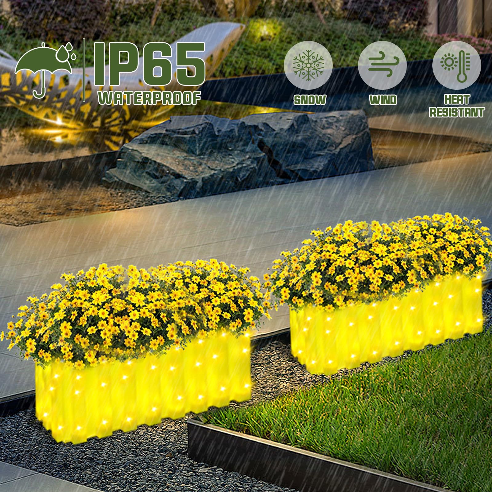 Strackvial Solar Fence Lights, 8 Lighting Modes Yellow Planter Light Path Light, Ip65 Waterproof Outdoor Decorative Light With Warm Light, Led Landscape Lights For Windows Patio Lawn (Yellow--Warm Light)