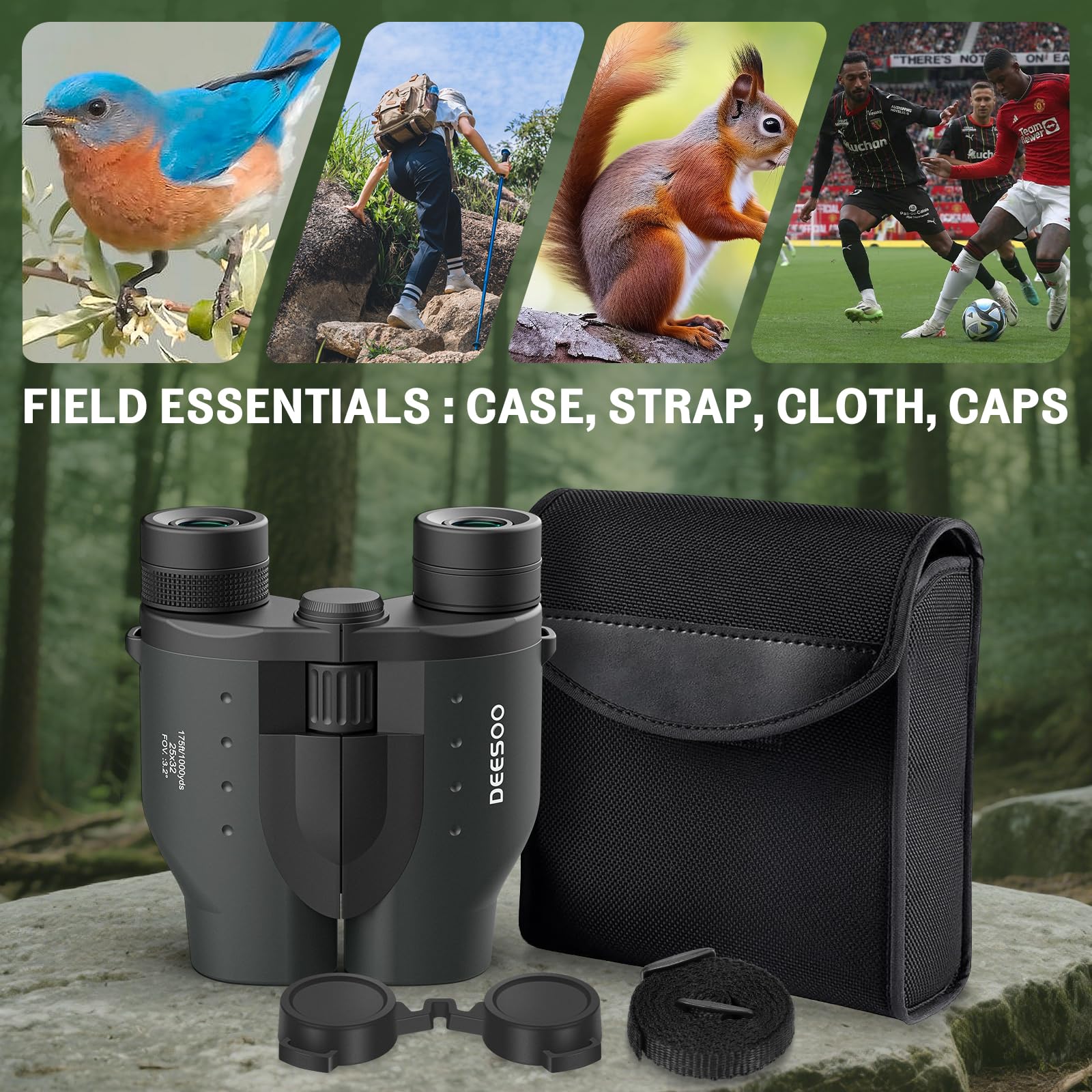 Deesoo 25X32 Binoculars For Adults Kids Compact - High Powered Bird Watching Binoculars Lightweight With Small Size For Hunting Traveling Sports Hiking