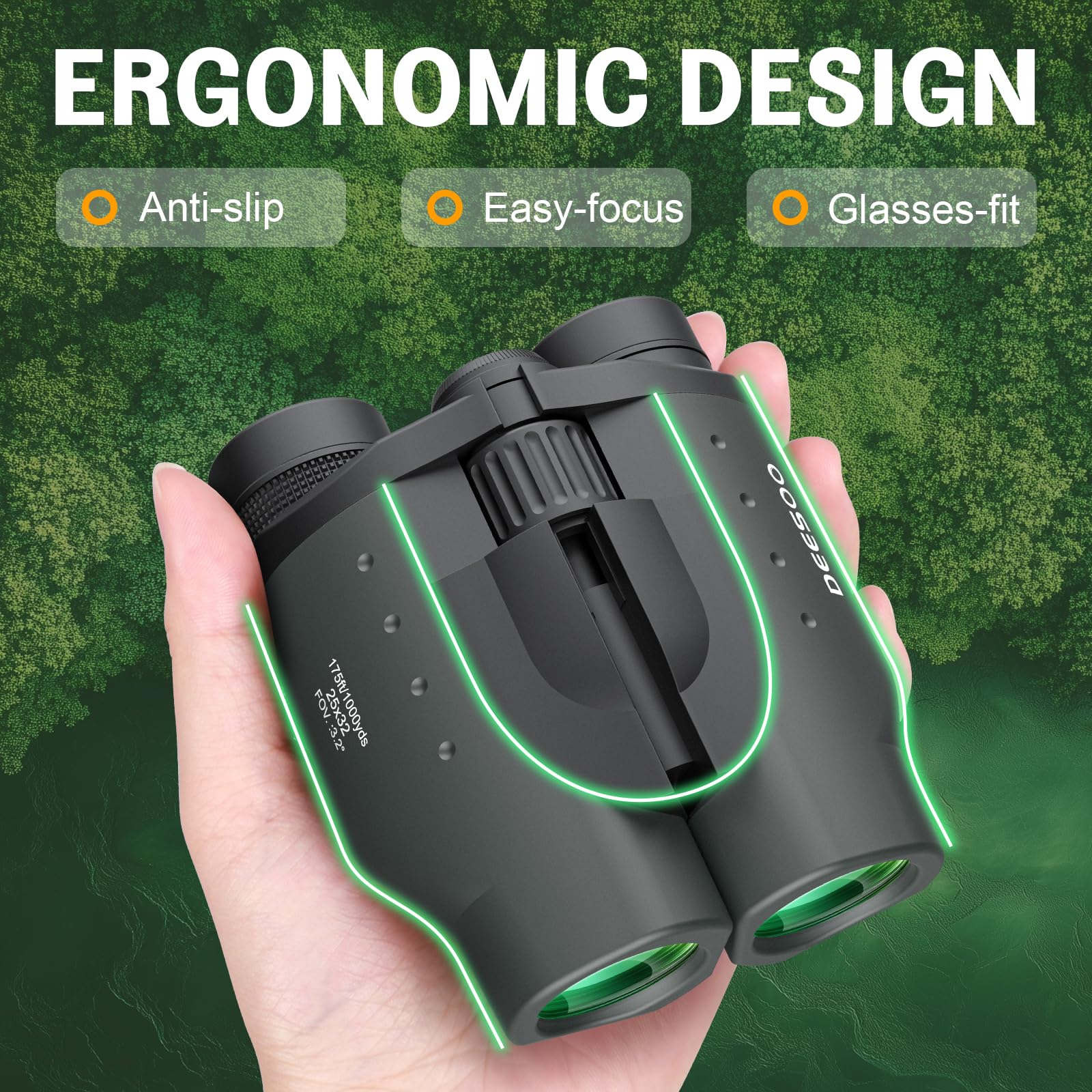Deesoo 25X32 Binoculars For Adults Kids Compact - High Powered Bird Watching Binoculars Lightweight With Small Size For Hunting Traveling Sports Hiking