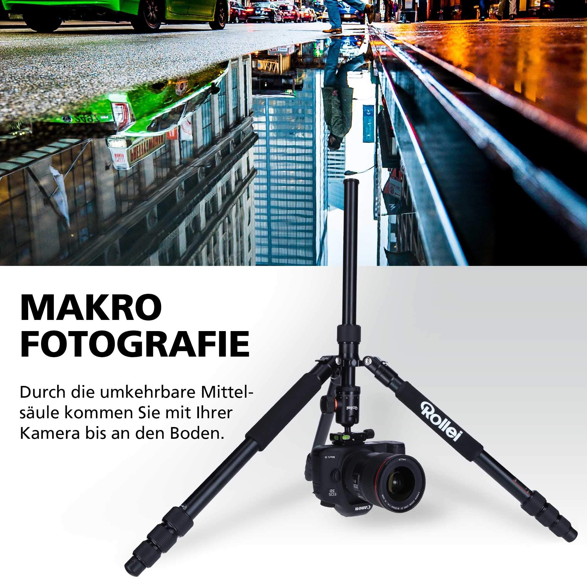 Rollei C5I - Aluminum Tripod With Panoramic Ball Head - Arca Swiss Compatible - Max. Load 8 Kg - Black