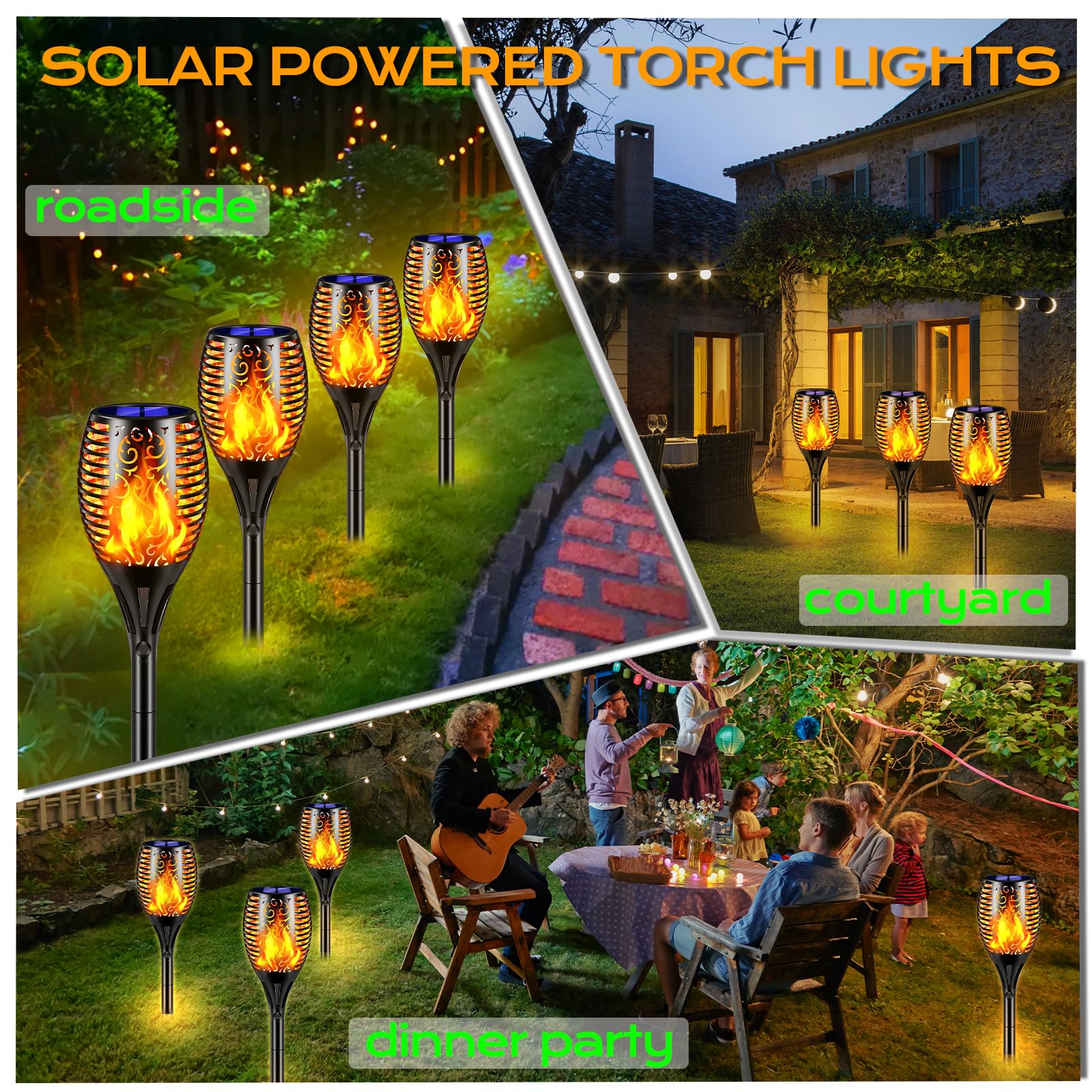 Yuyotrre Larger Solar Torch Lights, 43" Flickering Flame Solar Lights, Waterproof Outdoorlandscape Decoration Lighting 96 Led Auto On/Off Garden Patio Yard Pathway,Black 1 Pack (1)