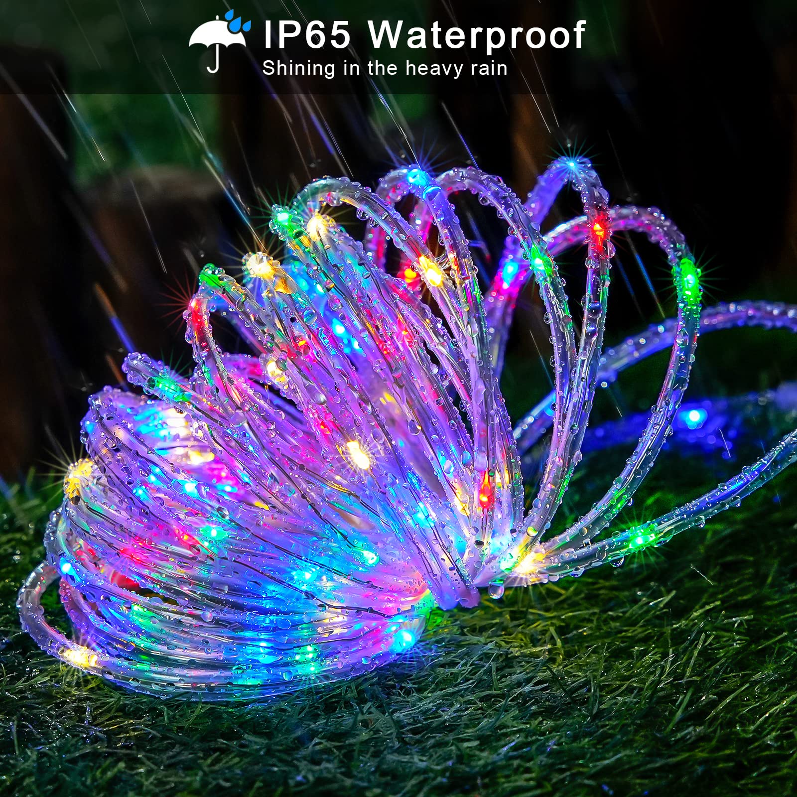 Jmexsuss 200 Led Trampoline Accessories Solar Rope Lights, 66Ft Ip 65 Waterproof Camping Light Outdoor, 8 Modes Solar Trampoline Lights For Basketball Hoop Ladder Slide Tent Camp(Multicolor)