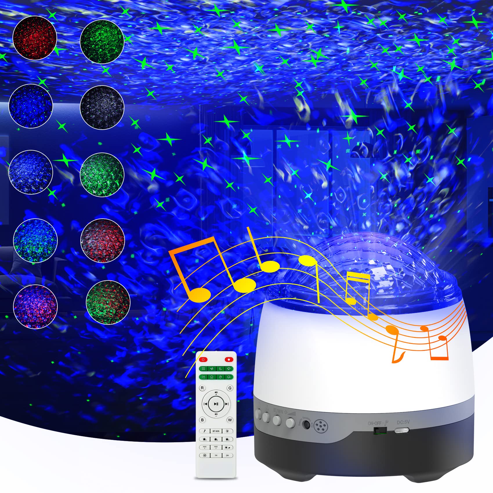 Sunbox Galaxy Projector,Star Projector For Bedroom,Remote Control & White Noise Bluetooth Speaker,8 Soother Sounds,Timer,Led Night Lights For Kids Room, Adults Home Theater, Party, Living Room Decor