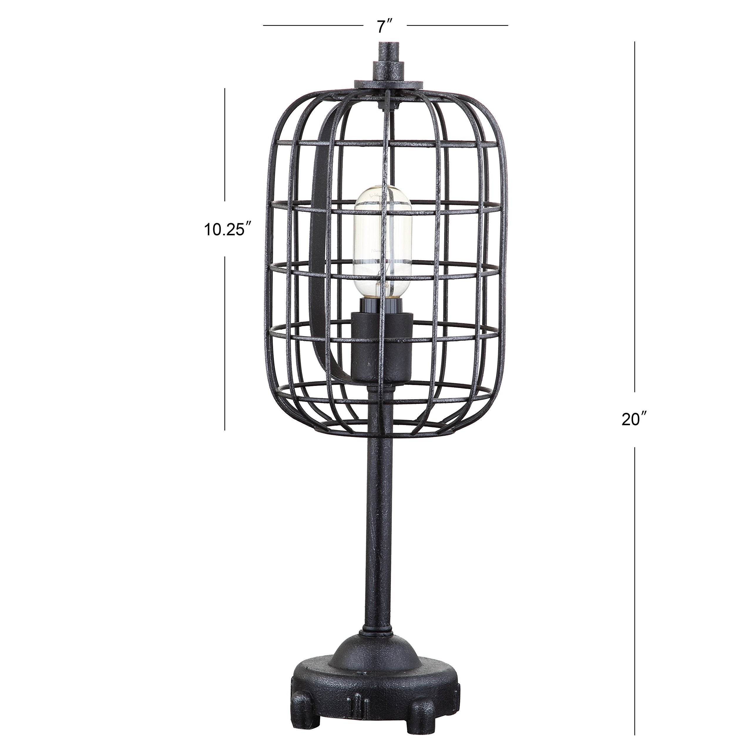 Jonathan Y Jyl4029A Odette 20" Industrial Metal Table Lamp Rustic Transitional Bedside Desk Nightstand Lamp For Bedroom Living Room Office College Bookcase, Black/Silver