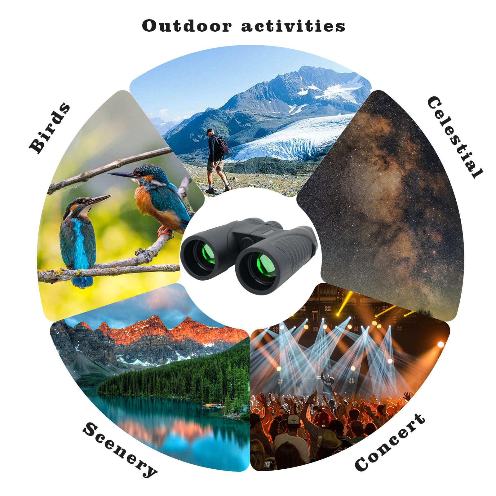 Wontocheer Professional Binoculars 12X42 High Power, 22Mm Eyepiece Compact Telescope For Travel Hiking Bird Watching With Bak4 High Definition Prism