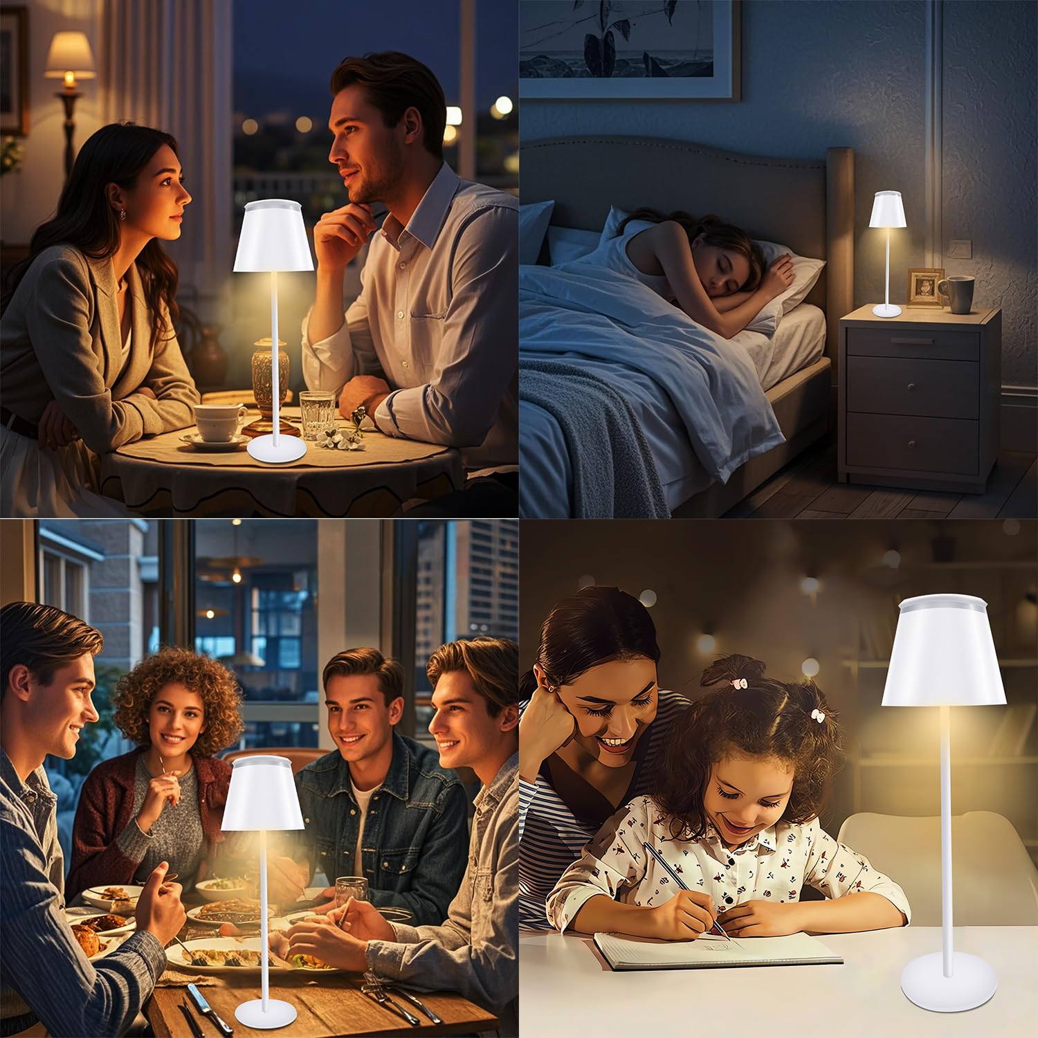 Lalaku Table Lamp Touch Rechargeable Lamps: 3 Colors Stepless Dimming 5000Mah Rechargeable Battery 4 Timing Ip54 Waterproof For Bedside Room (A, 2)