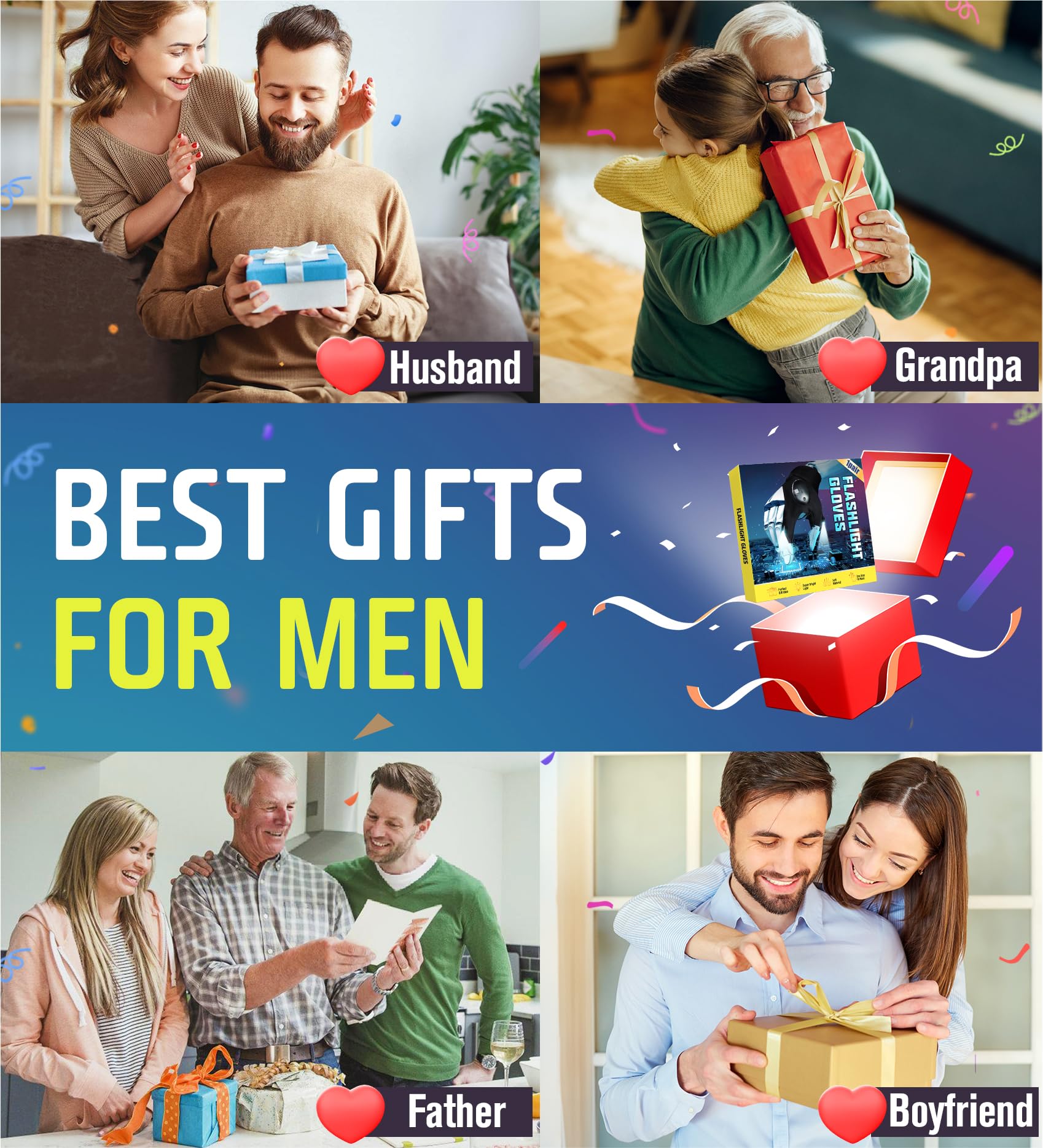 Outlite Led Flashlight Gloves, Cool Gadgets Christmas Stocking Stuffers Unique Birthday  For Dad Boyfriend Husband Him, Light Gloves Tool For Camping Fishing Car Repairing Hiking