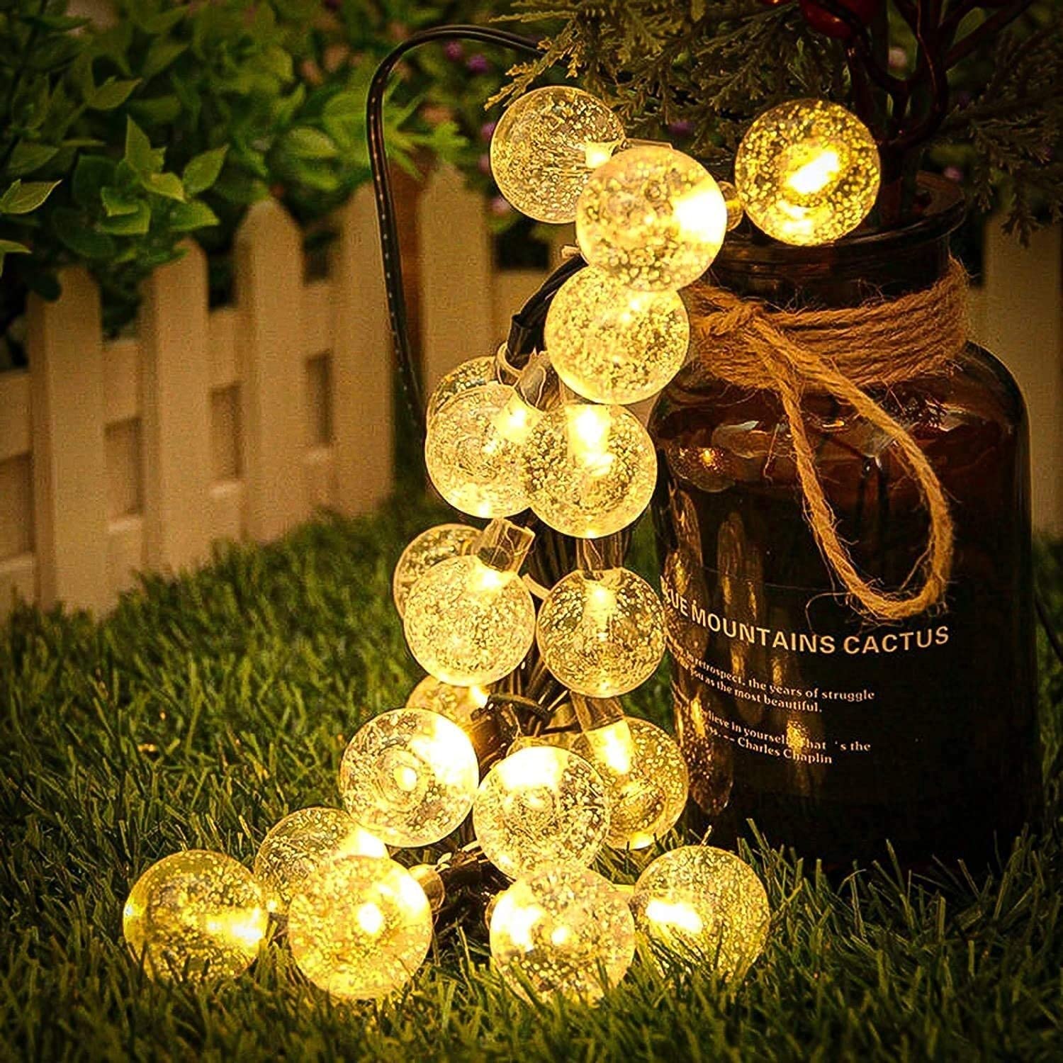 Solatec Solar String Lights, 2 Pack Outdoor String Light 60 Led 40Ft 8 Lighting Modes Waterproof Solar Powered Patio Solar Light For Garden Yard Porch Wedding Party Decor (Warm White)