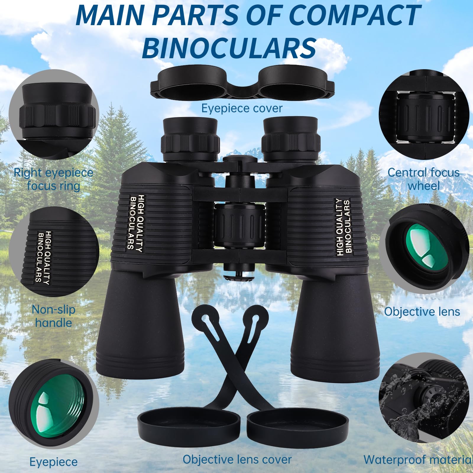 Pisez 20X50 Binoculars For Adults High Powered With Low Light Vision，Large View Waterproof Binoculars For Bird Watching Hunting Concert Traveling Theater Opera Sightseeing