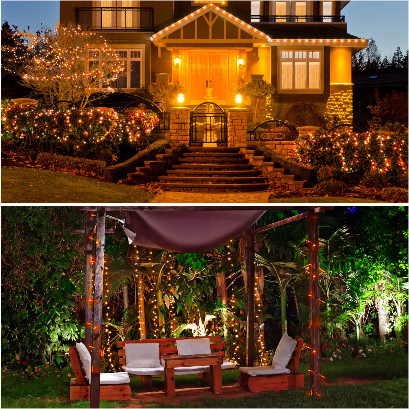 Semilits Halloween Decoration String Lights 100Led Orange Solar String Lights For Garden Home