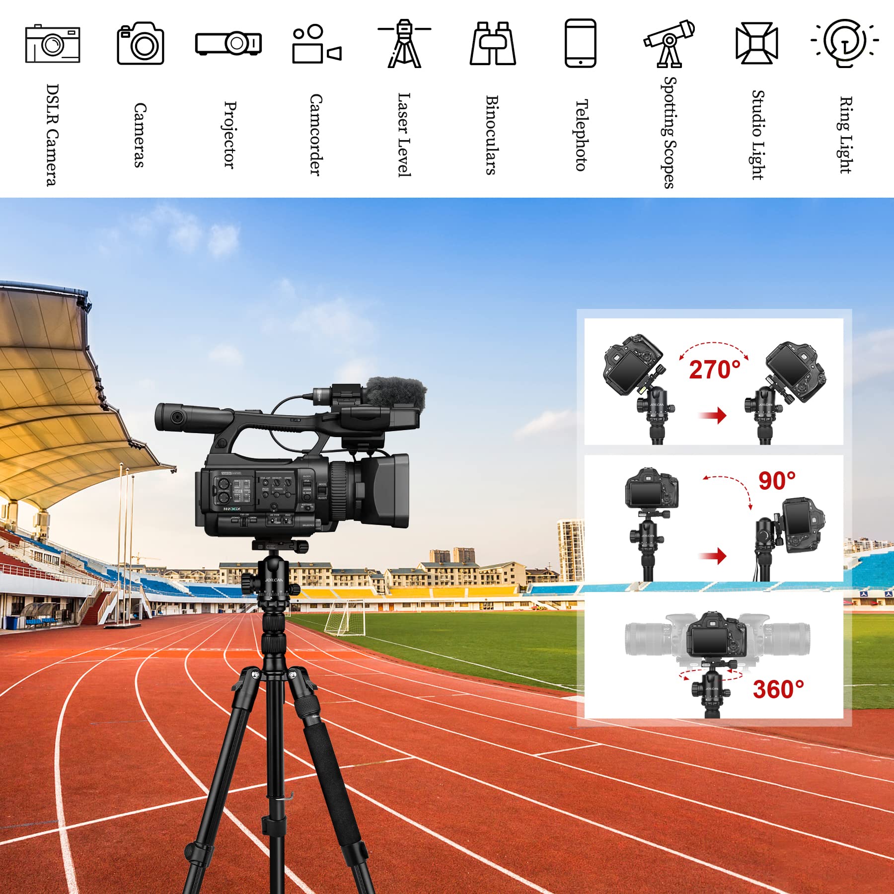 Joilcan Camera Tripod Replacement Accessories (Black(Head))