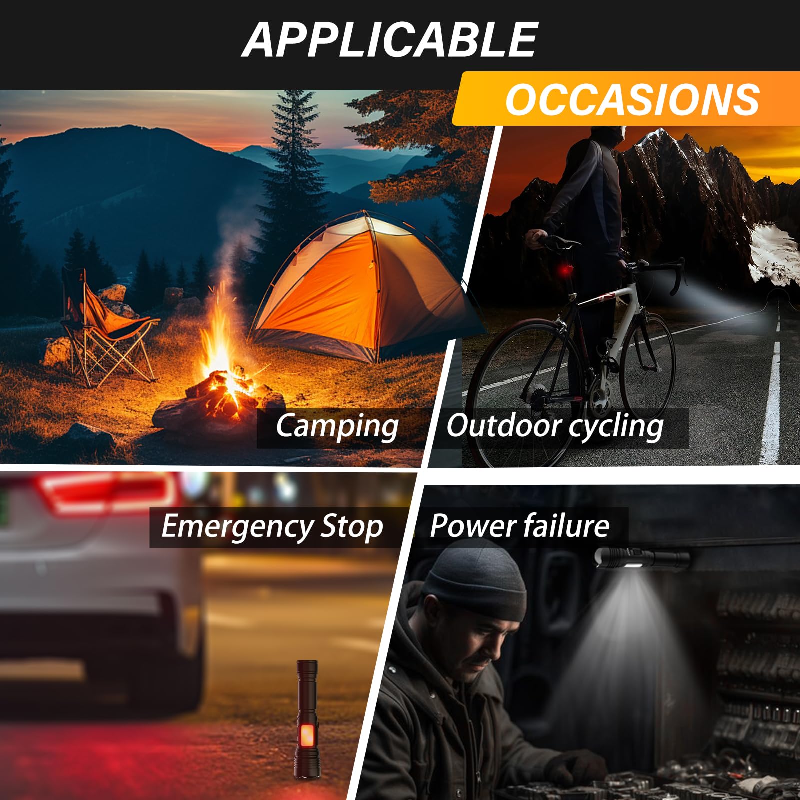 Tepreswes Flashlight High Lumens, Magnetic Super Bright Flashlights, 1000000 Lumens Led Tactical Flashlight Powered With 7 Light Modes, Dual Button, Powerful Handheld Flash Light For Emergency Camping Home