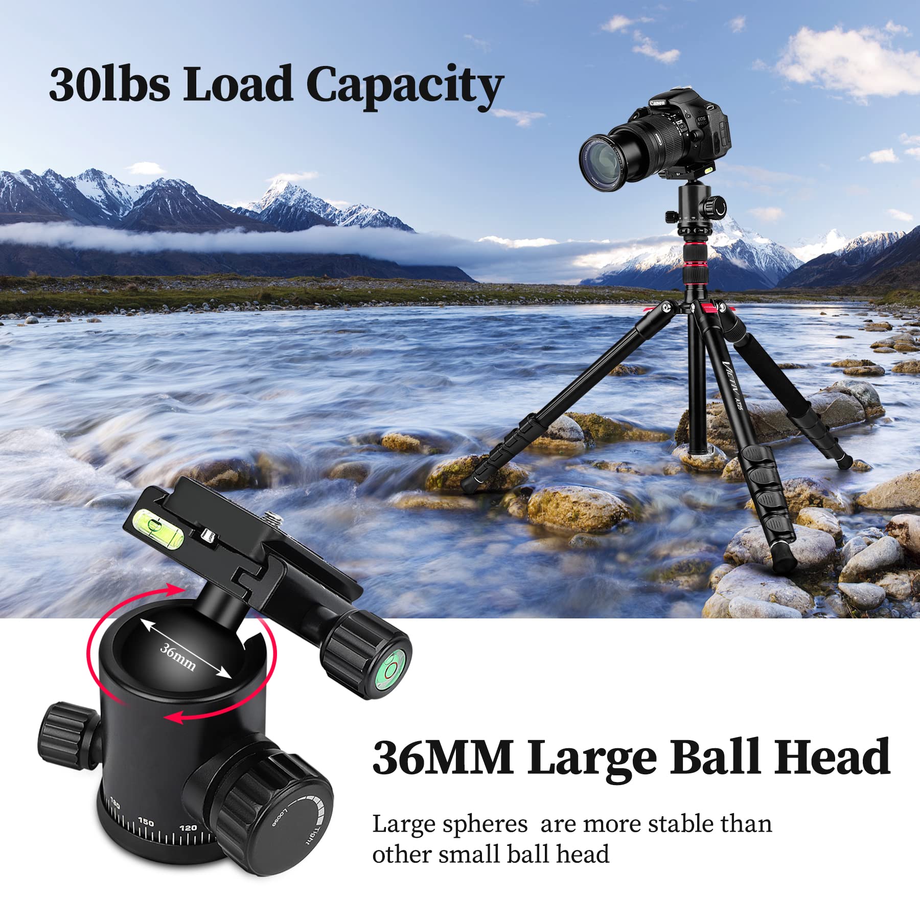 Victiv Professional Tripod For Camera, 81 Inch Aluminium Compact Travel Camera Tripod Monopod Heavy Duty With Phone Mount, Compatible With Canon Nikon Sony