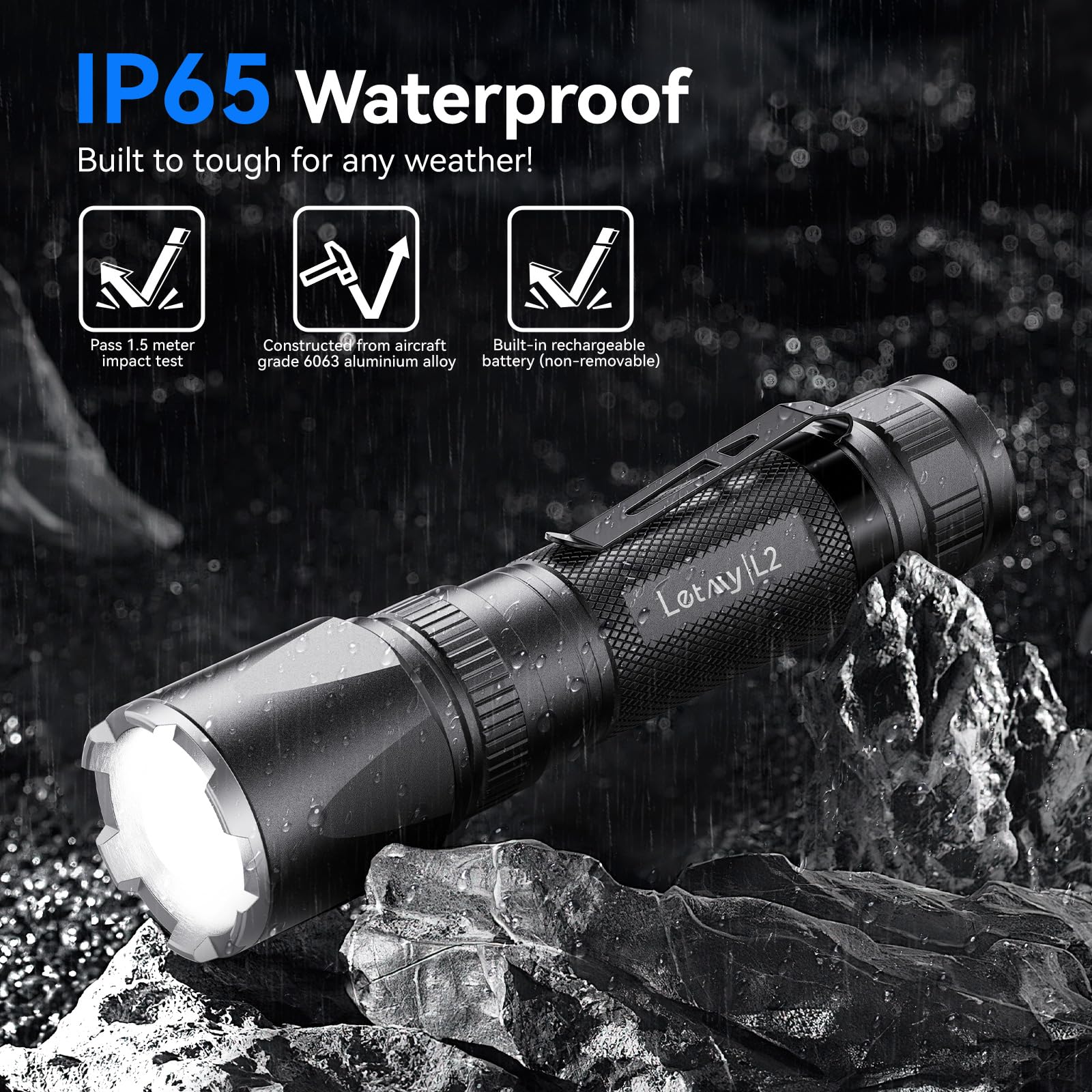 Letmy Rechargeable Flashlights High Lumens, 2 Pack 20000 Lumens Super Bright Led Tactical Flashlight, 3 Modes Samll Powerful Flash Lights With Clip, Waterproof Flashlights For Home Emergency Camping