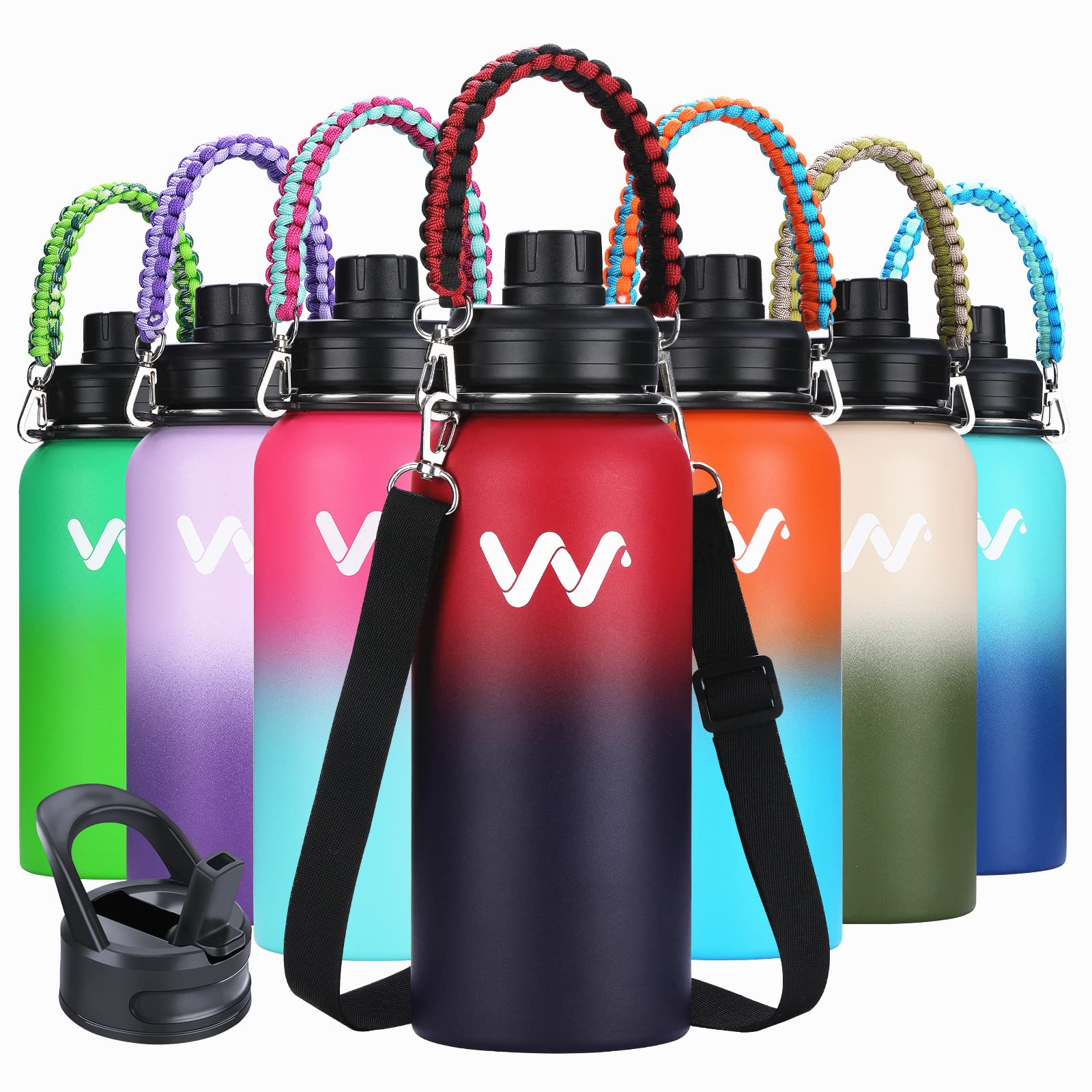 Werewolves Insulated Water Bottle With Paracord Handles & Strap & Straw Lid & Spout Lid,Reusable