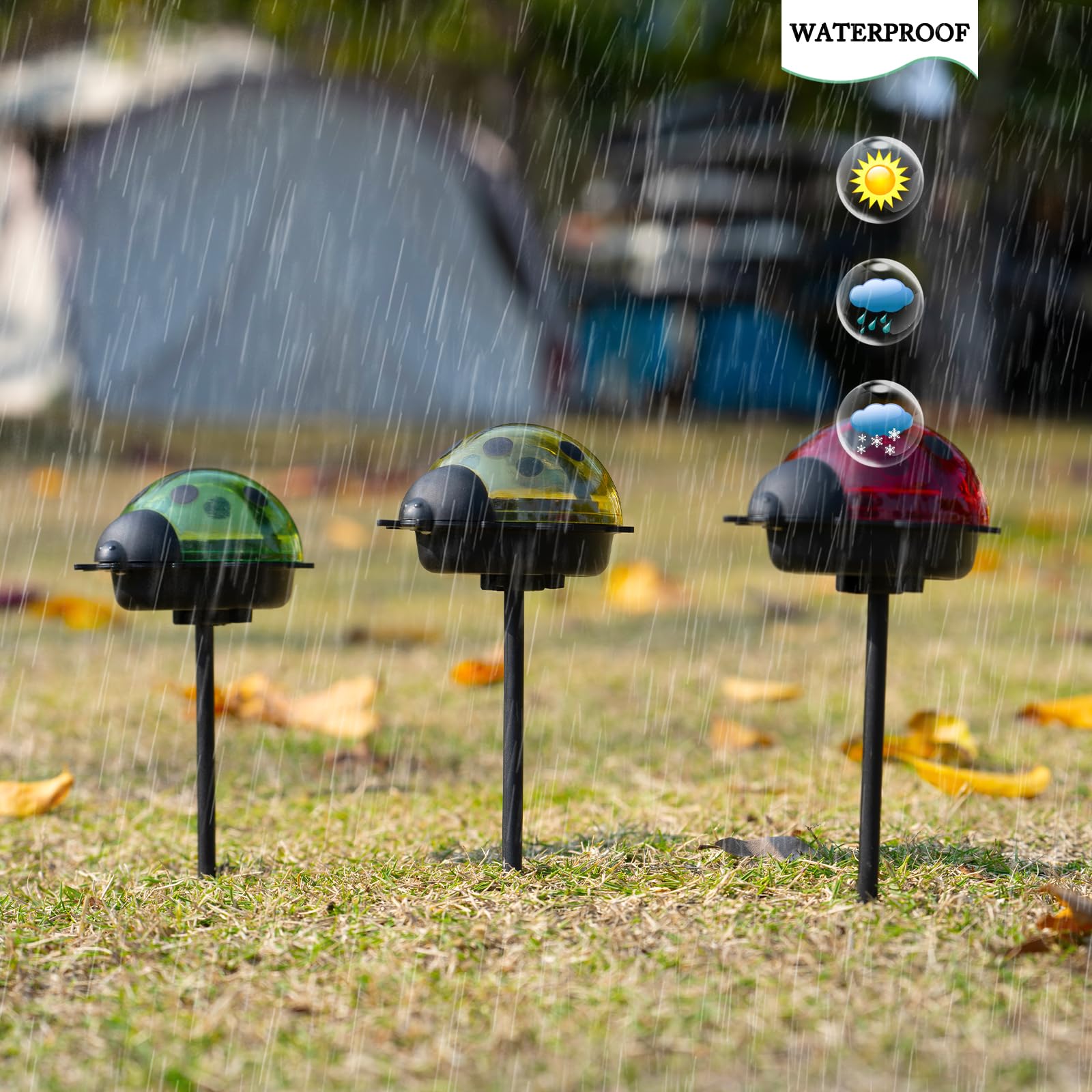 Rezpuao Solar Lights For Outside 3 Pack Solar Garden Lights Ladybird Stakes Outdoor Solar Lights For Yard Patio Decor