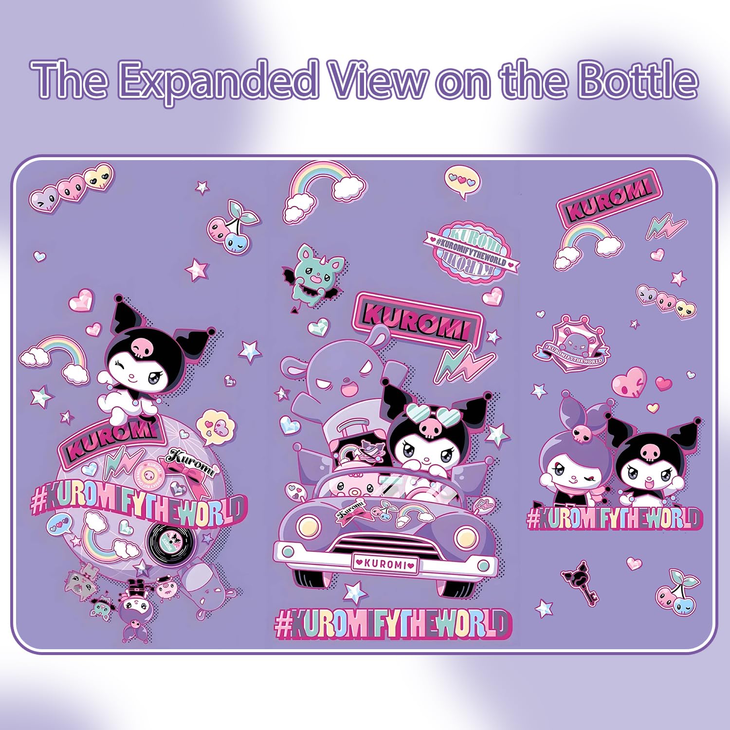 Cute Water Bottle, Vacuum Insulated Cartoon Stainless Steel 17Oz Kawaii Cup Thermoses