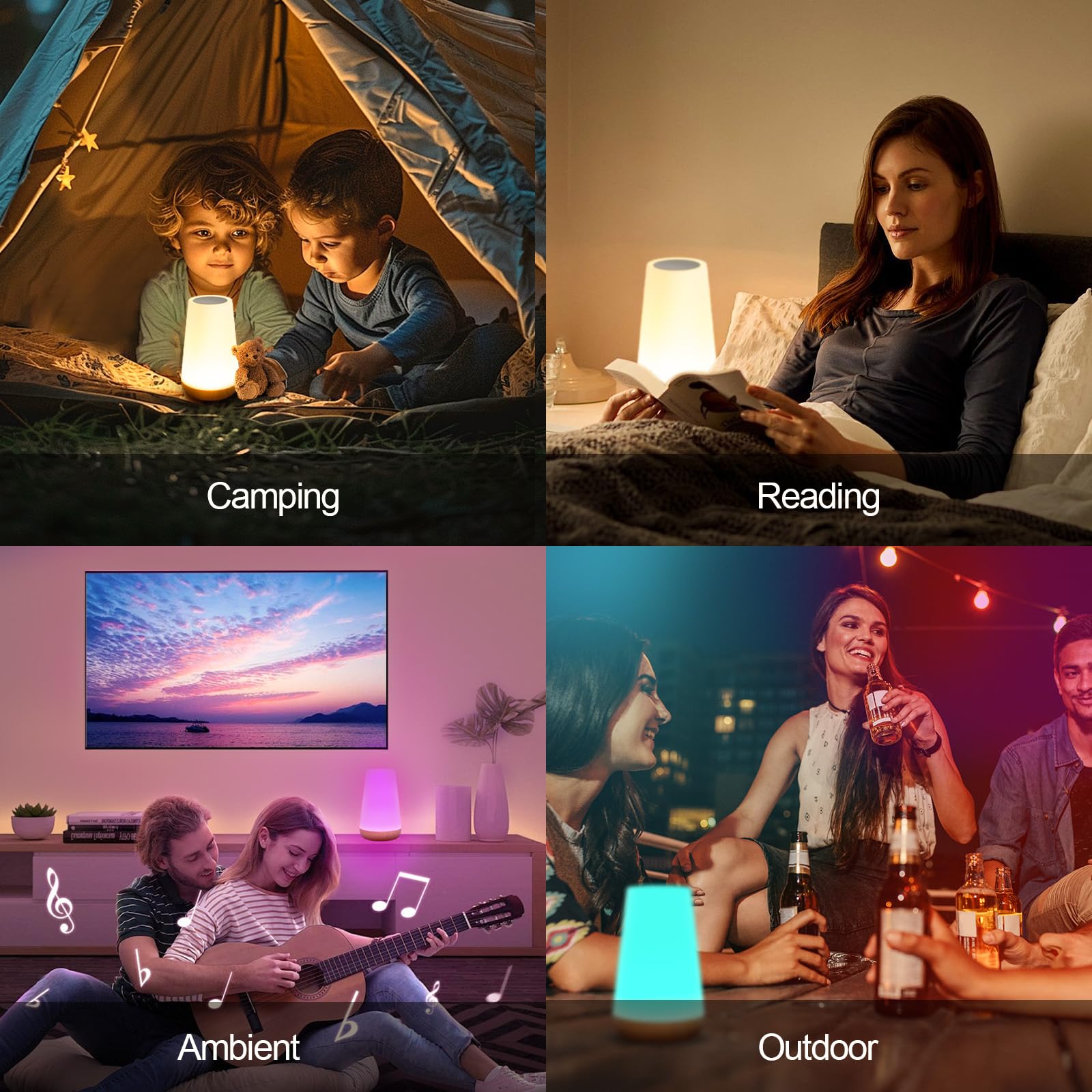 Boonbery Night Light For Kids, Dimmable Portable Table Bedside Lamp With Remote Control Animal Stickers, 13 Color Changing 5 Brightness, Rechargeable Desk Lamp For Kids Adult Bedroom Living Room Baby Nursery