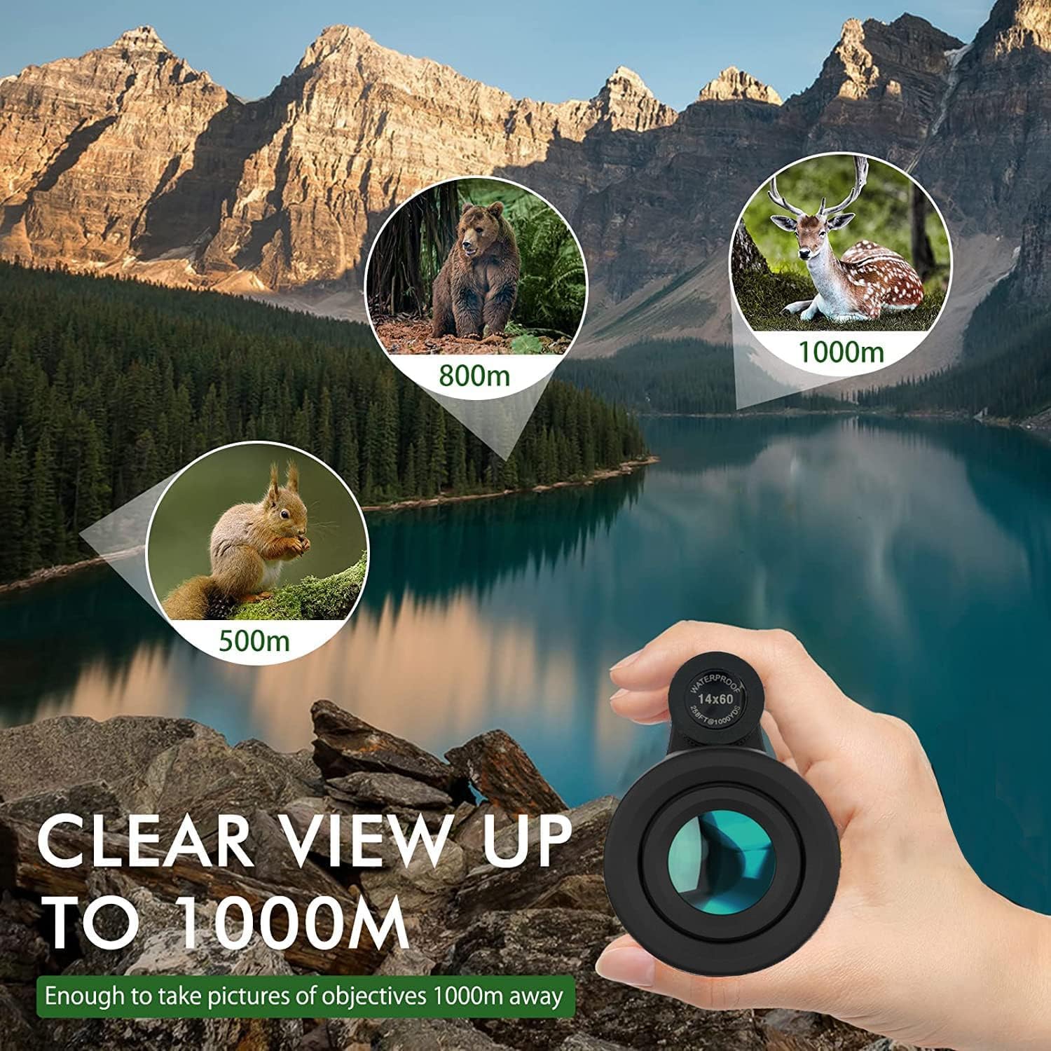 Ayraviio 12X60 Monocular Telescope With Smartphone Holder & Sturdy Tripod, High Powered Smc & Bak4 Scope, Birthday  For Men Dad Him Husband Teen, Outdoors Survival Hiking Gear, White Elephant
