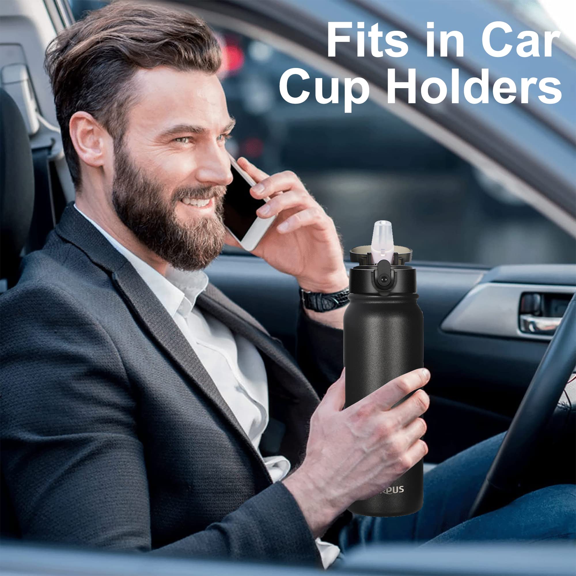 Goppus 20Oz Insulated Stainless Steel Water Bottle With Straw Lid Reusable Leakproof Water Flask