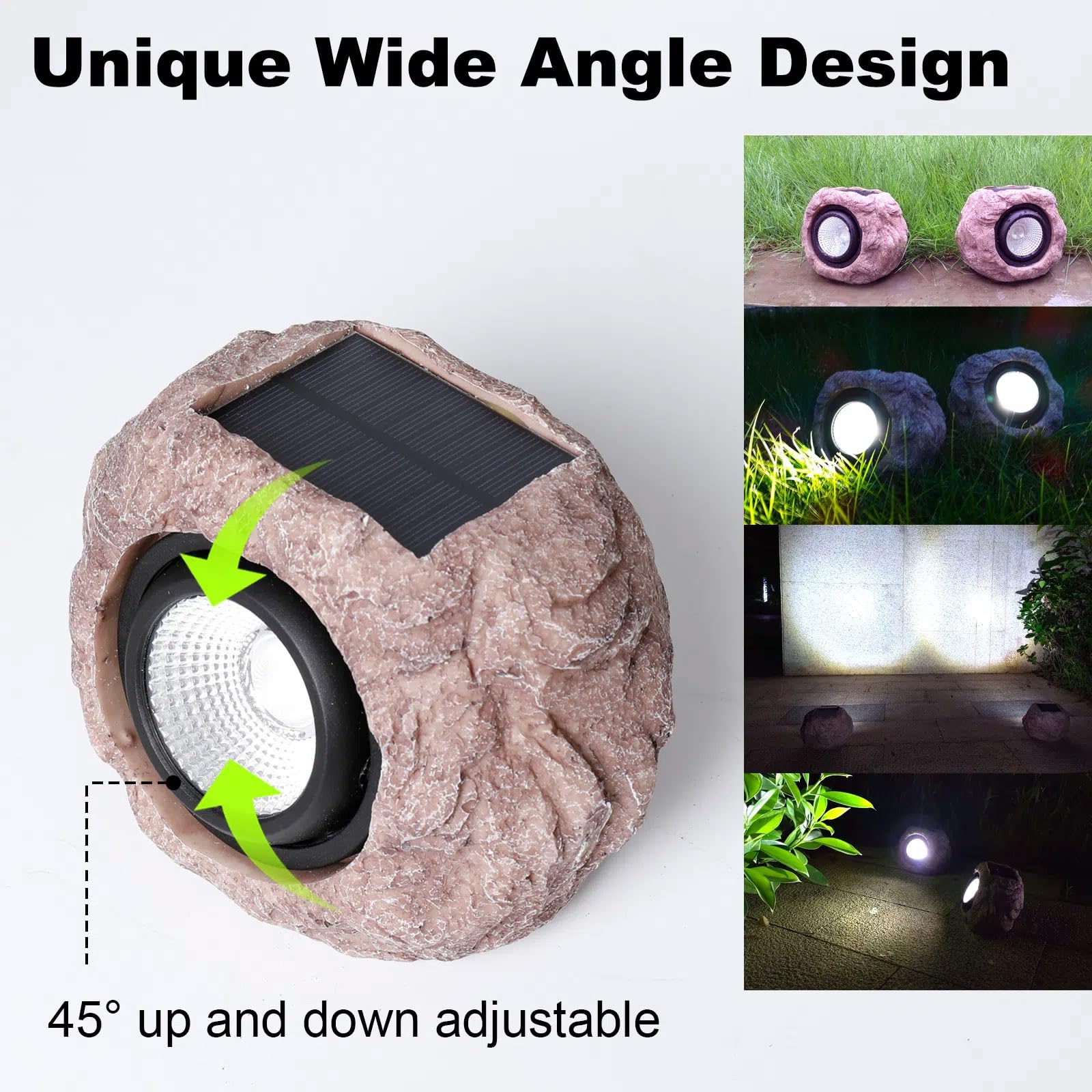 Hqian Sat Solar Garden Lights Outdoor Super Bright Solar Rock Spot Ligths Outdoor 2 Pack Led Landscape Lighting For Pathway Lawn Patio Porch Yard Walkway