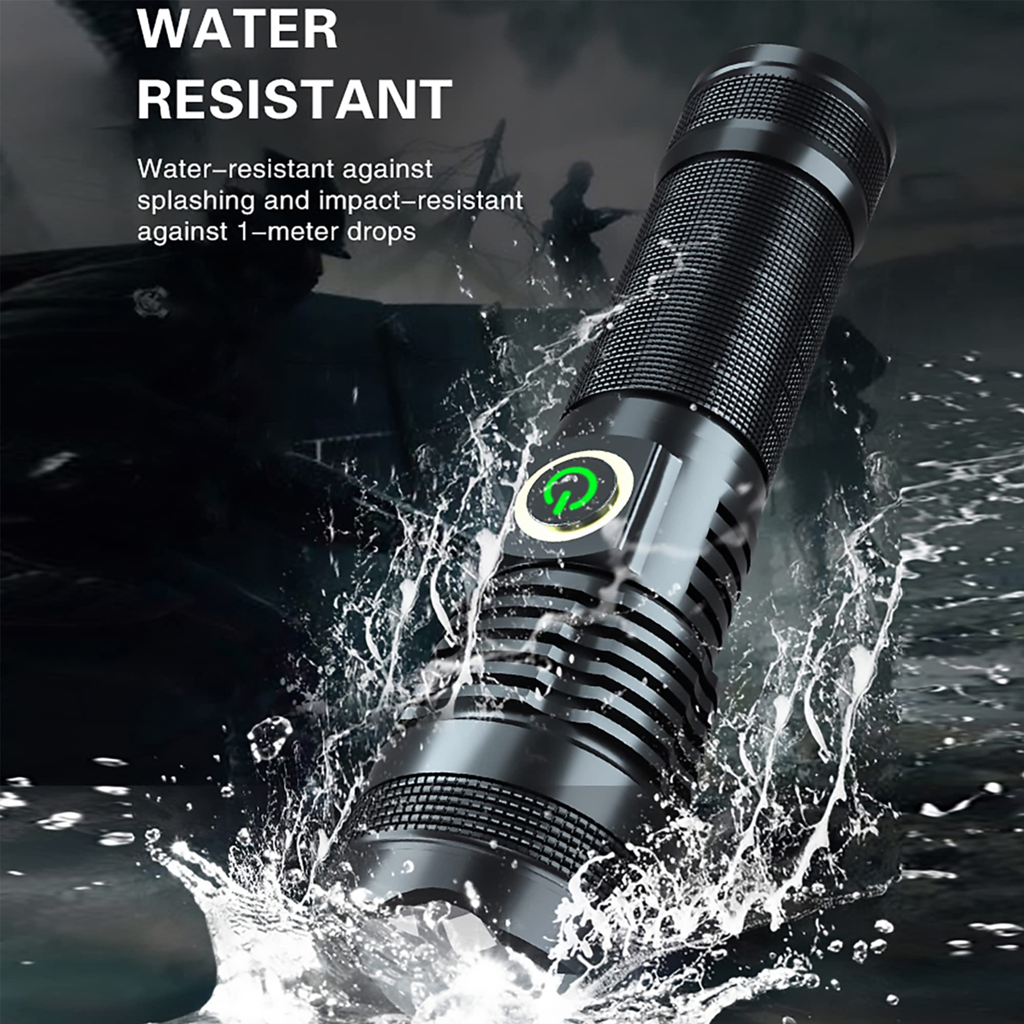 Xurleq 600000 High Lumen Handheld Flashlight Rechargeable Led Tactical Flashlight With 5 Modes Waterproof For Camping Hiking Outdoor Biking Emergency Self Defense