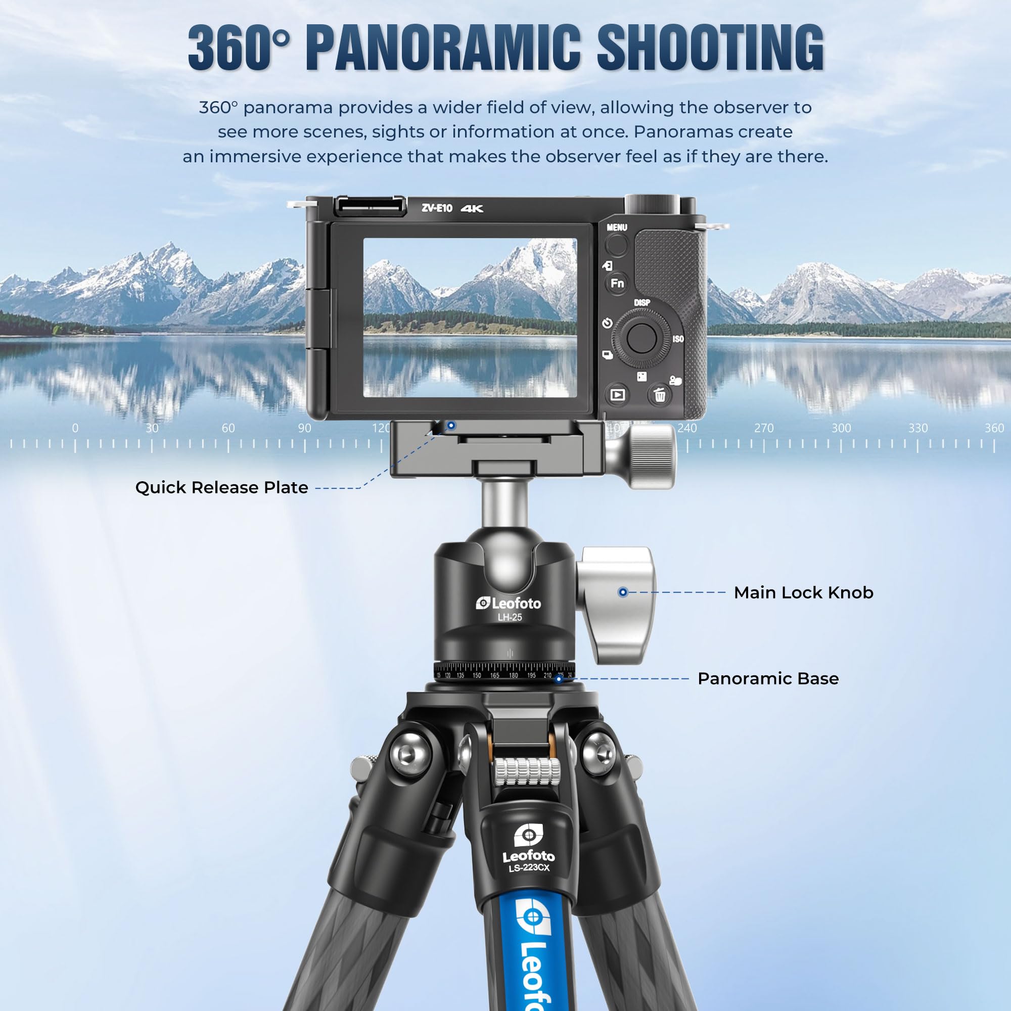 Leofoto Carbon Fiber Travel Tripod With 360° Ball Head, Mini Desktop Tripod For Dslr Camera, Folded Height 10.6", Max Height 14.5″, Max Load 10Kg/22Lbs