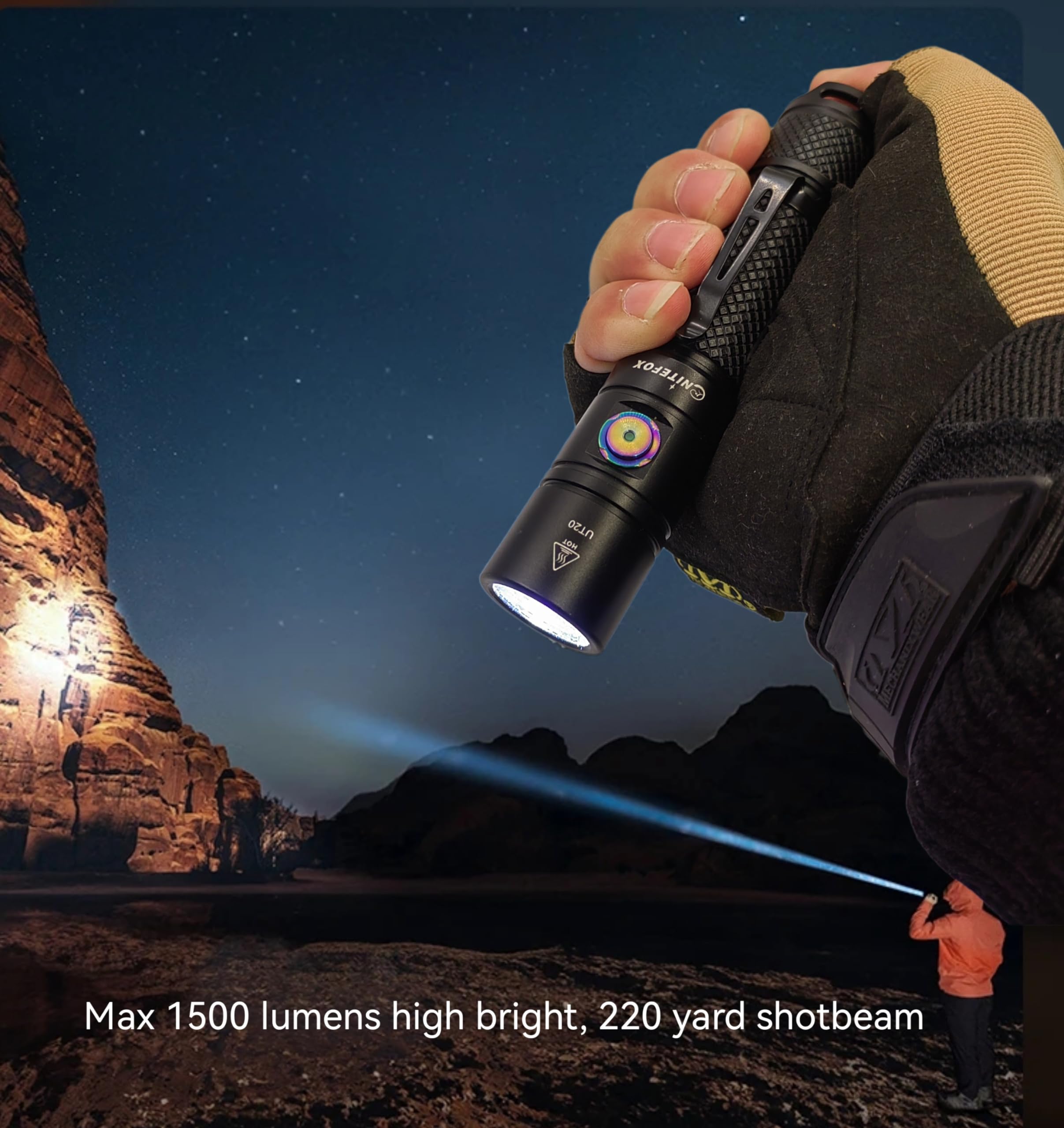 Nitefox Rechargeable Led Flashlight Bright Pocket Flashlight 1500Lm Handheld Flashlight Waterproof For Everyday Carry Indoor/Outdoor Hiking,Camping,Security,Emergency...(Ut20)
