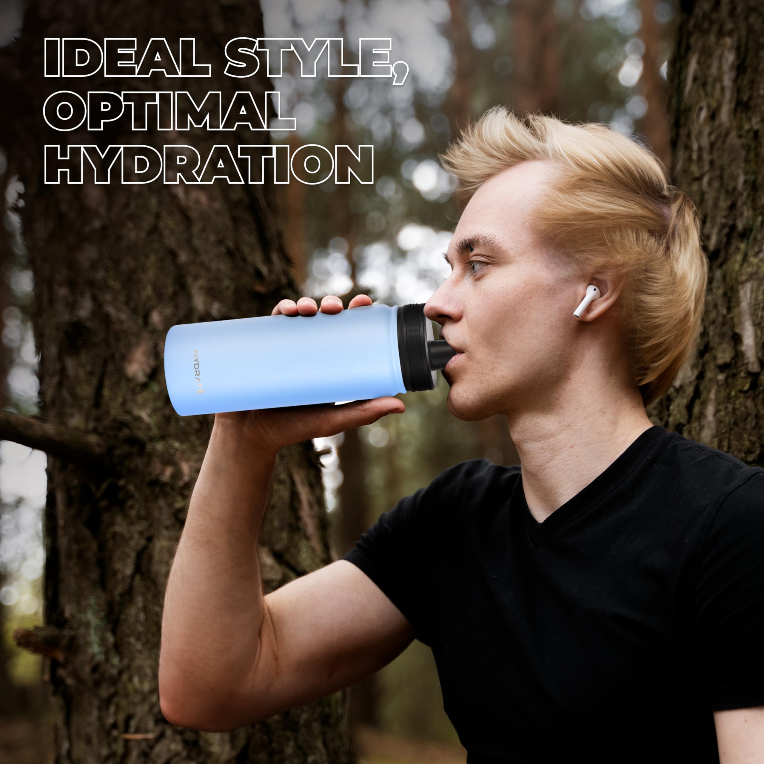 Hydrate Water Bottle Insulated - Stainless Steel Water Bottles - Reusable Flask With Leak-Proof