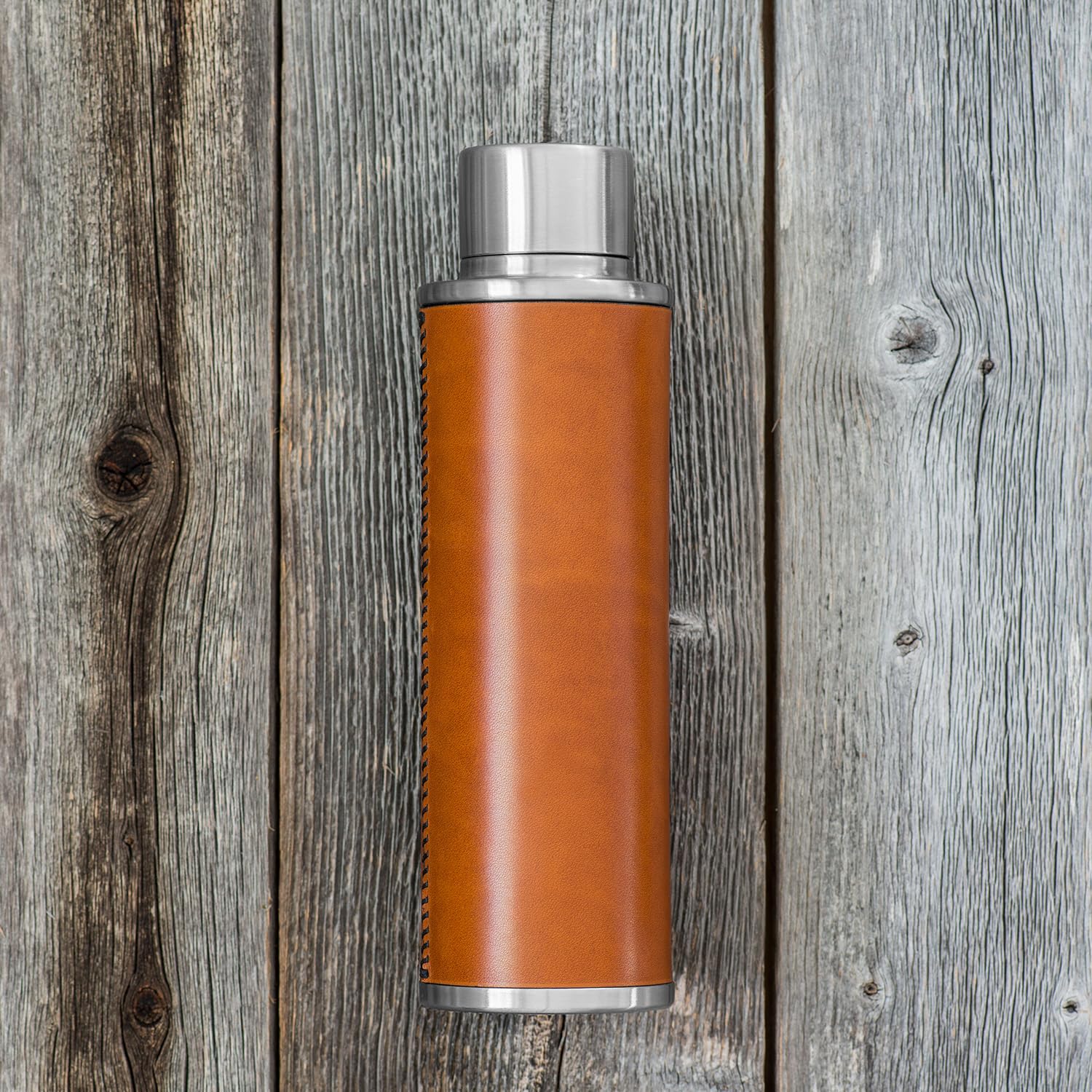 JArv Helags Vacuum Insulated Stainless Steel Bottle (20 Oz) With Removable Leather Grip
