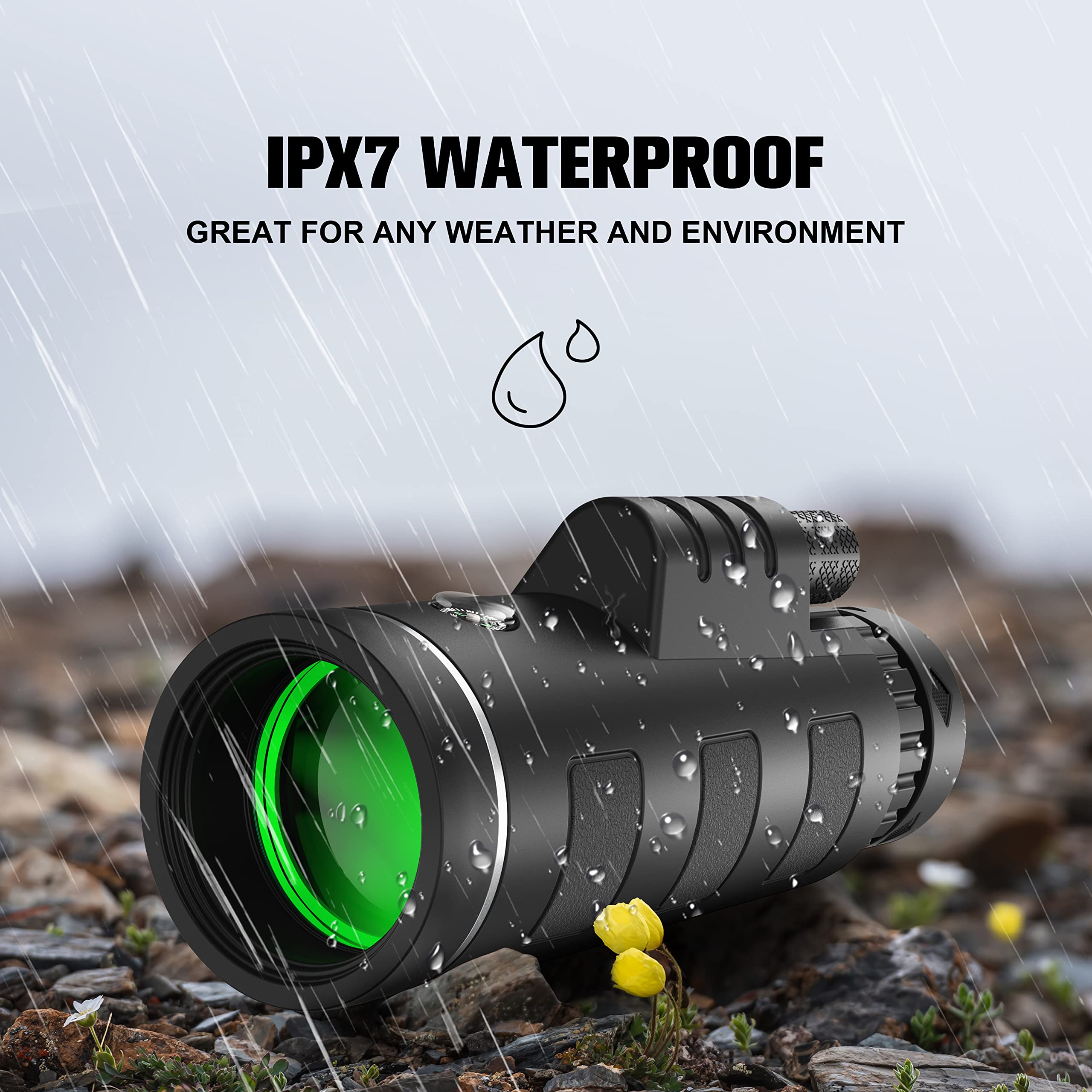 Jiasifu 40X60 High Definition Monocular Telescope With Smartphone Adapter, Bak4 Prism Fmc Monocular With Clear Low Light Vision For Wildlife Hunting Camping Travelling（Ld006-00A-38）