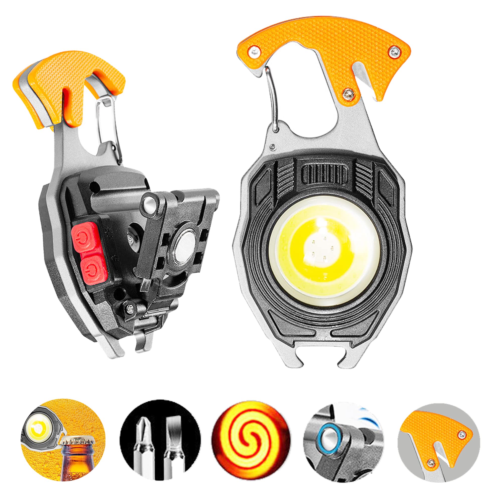 Lusostka Multifunctional Keychain Flashlights, Led Rechargeable Flashlights With Life-Saving Whistles, Screwdriver Bottle, Opener, Multiple Light Mode Portable Pocket Light For Outoor Hiking