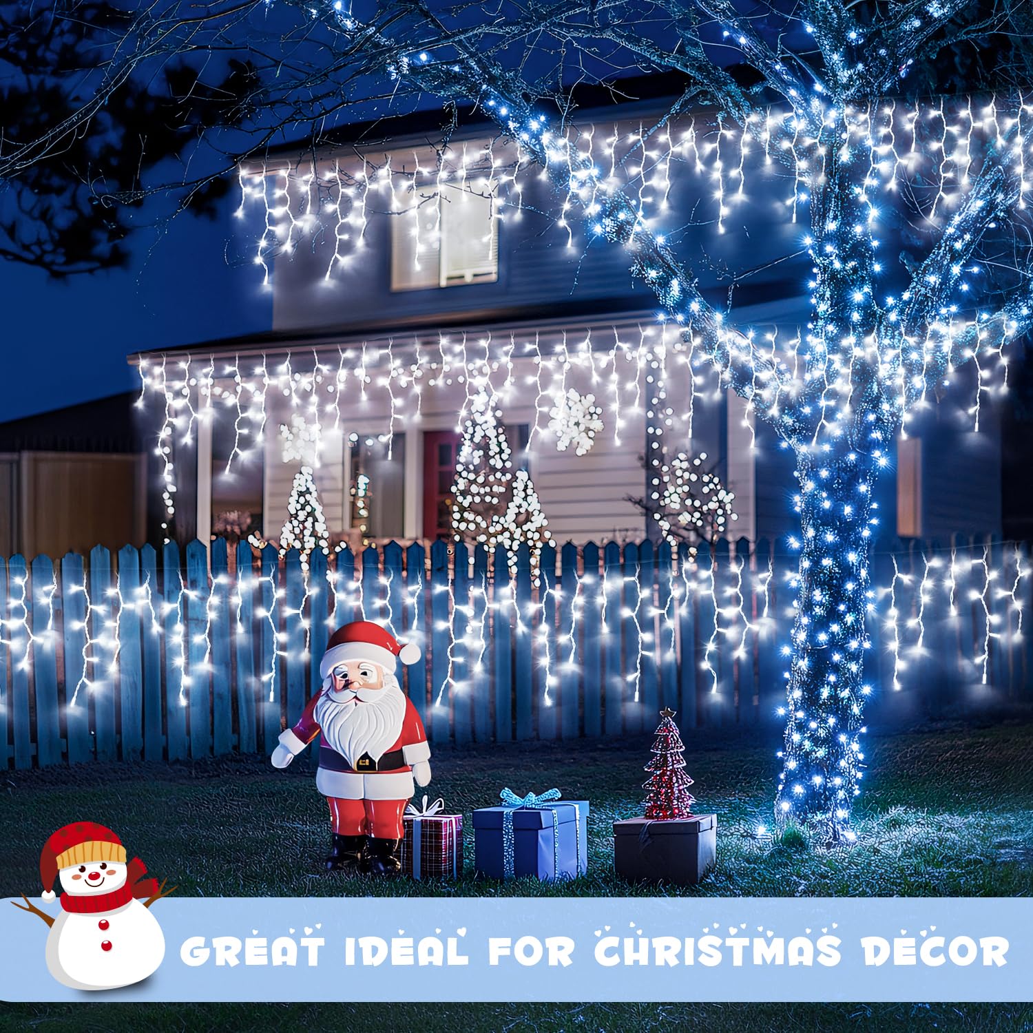 Jmexsuss Christmas Icicle Lights For Outside: 800 Led White Icicle Lights Outdoor Waterproof - White Christmas String Lights For House Wedding Party Christmas Decoration
