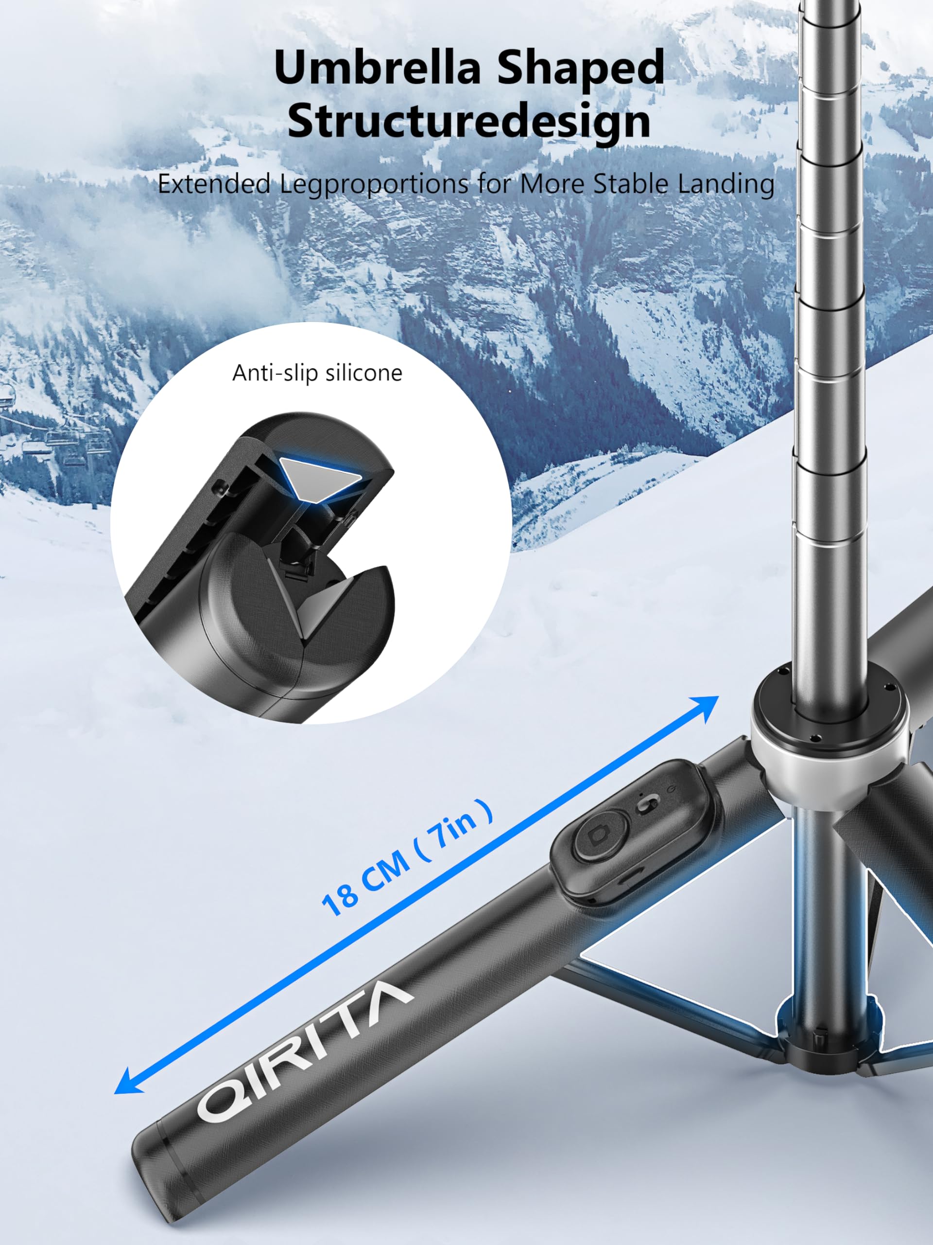 Qirita Selfie Stick & Phone Tripod, All In 1 Selfie Stick With Remote, Phone Travel Stand For Video Recording, Live Streaming, Group Photo, Vlog Compatible With All Cellphones