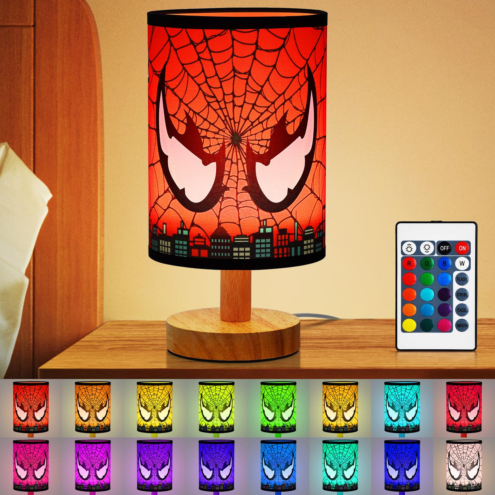 Cifnuh Bedside Table Lamp - 16 Color Led Dimmable Kids Night Light With Remote Control, Desk Lamp For Kids Room Desk Reading Bedroom Night Stand Decor Children'S Unique Birthday Christmas