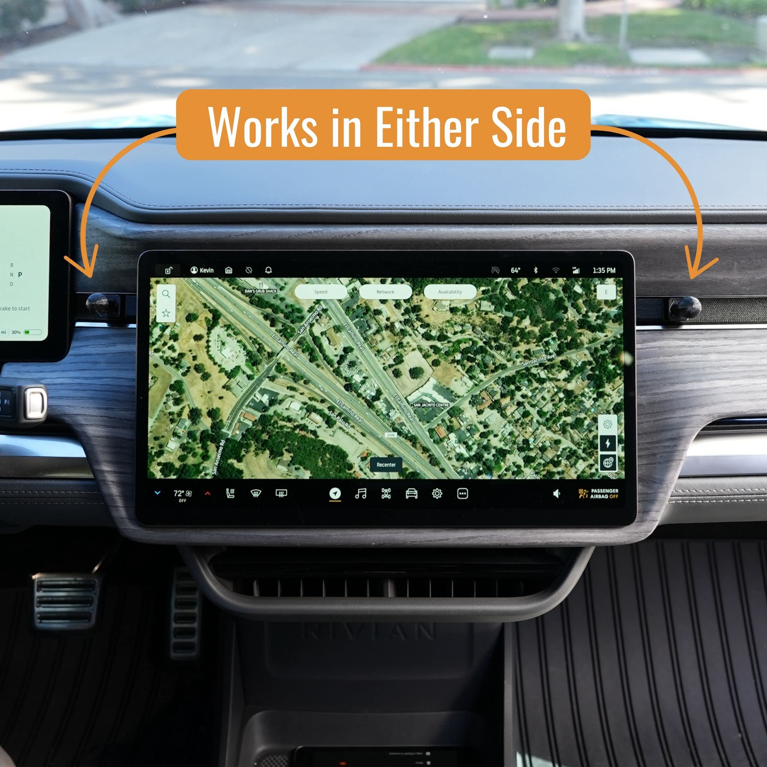 Everyamp Phone Mount Dash Anchor With 25Mm/1In/B-Size Ball Mount For Rivian R1T & R1S - - Mount Cell Phones, Tablets, Microphones, Radar Detectors And More With No Screws Or Adhesives - Patent Pending