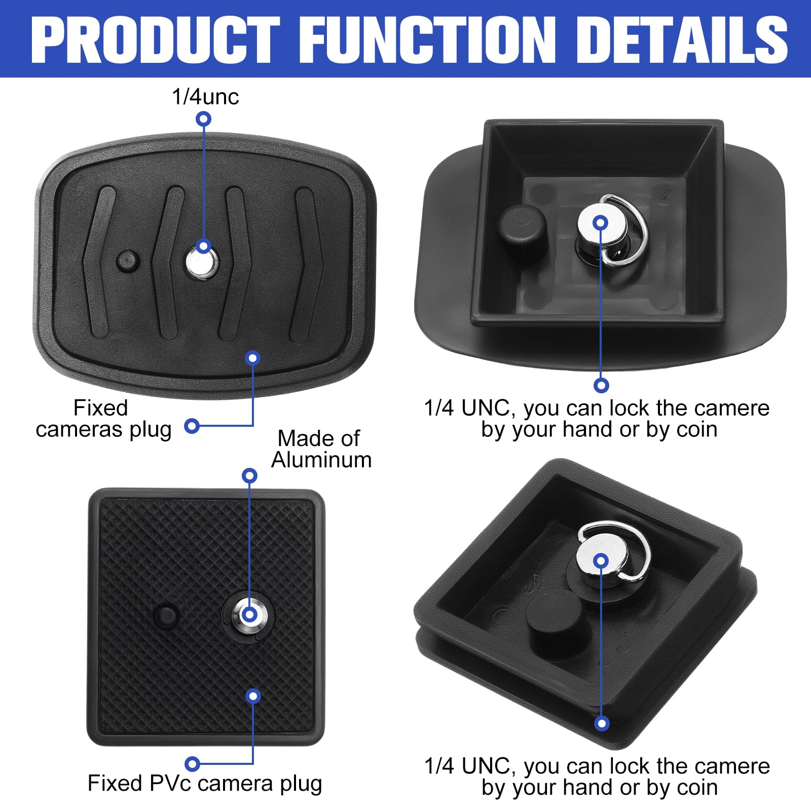 Toodoo 2 Pack 41Mm And 43Mm Tripod Quick Release Plate Camera Mounting Adapter, 2 Sizes Qr Release Camera Tripod Ball Head Parts Replacement Compatible With Ambico V0552 V0554, Sunpak,Kalimar