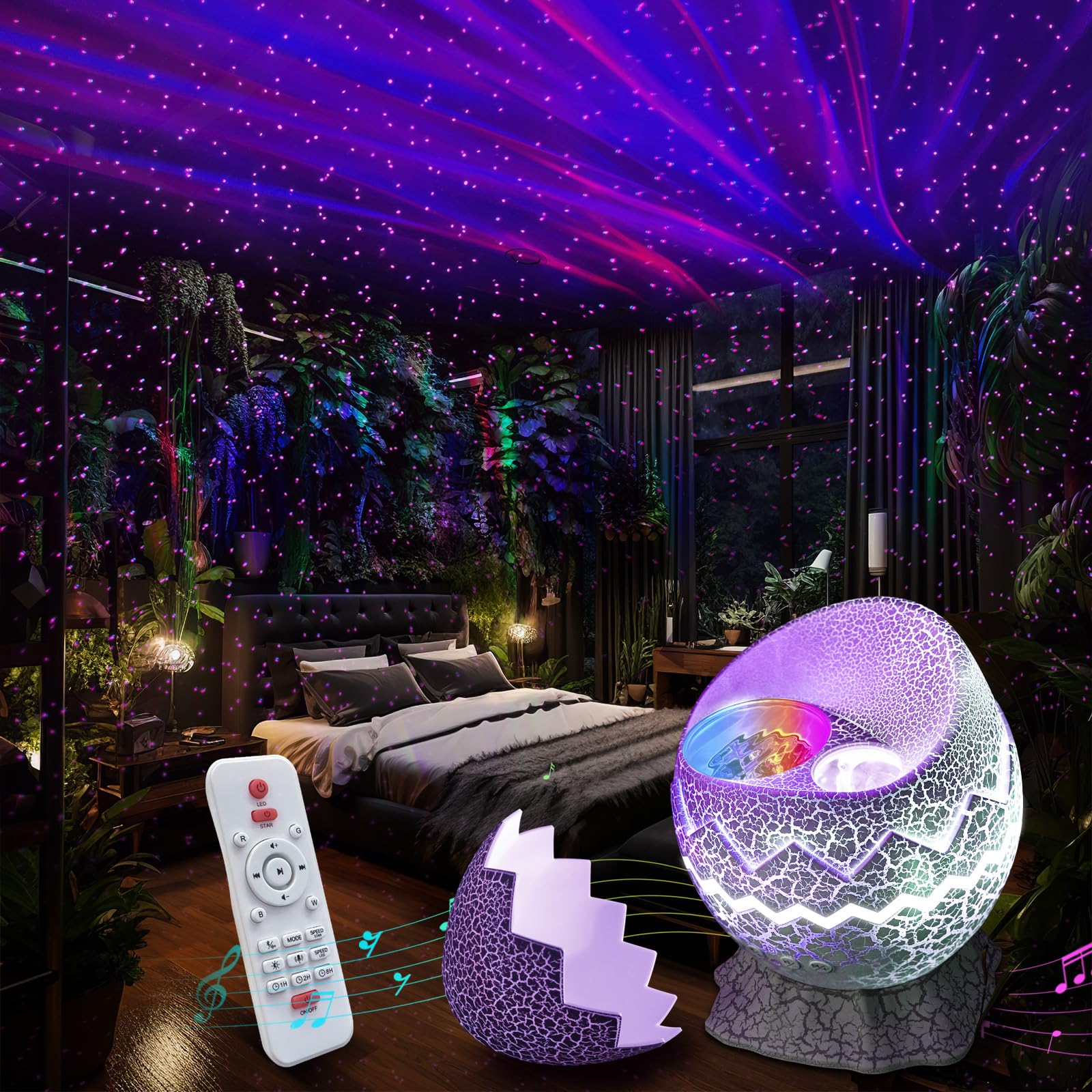 Rossetta Star Projector, Galaxy Light Projector White Noise Bluetooth Speaker With Remote Control, Aurora Projector Starry Night Light Projector For Kids Adults, Home Theater, Ceiling, Home Decor