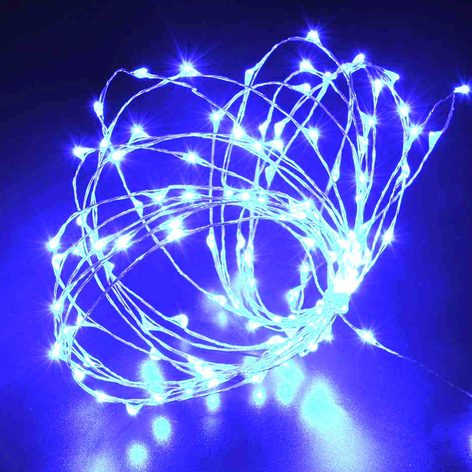 Upook Solar String Lights, Copper Wire Solar Fairy Lights 100Led 33Ft 8 Modes, Waterproof Outdoor String Lights, Blue Decorative Lights For Christmas Party Wedding And Patio Garden Yard, 2 Pack