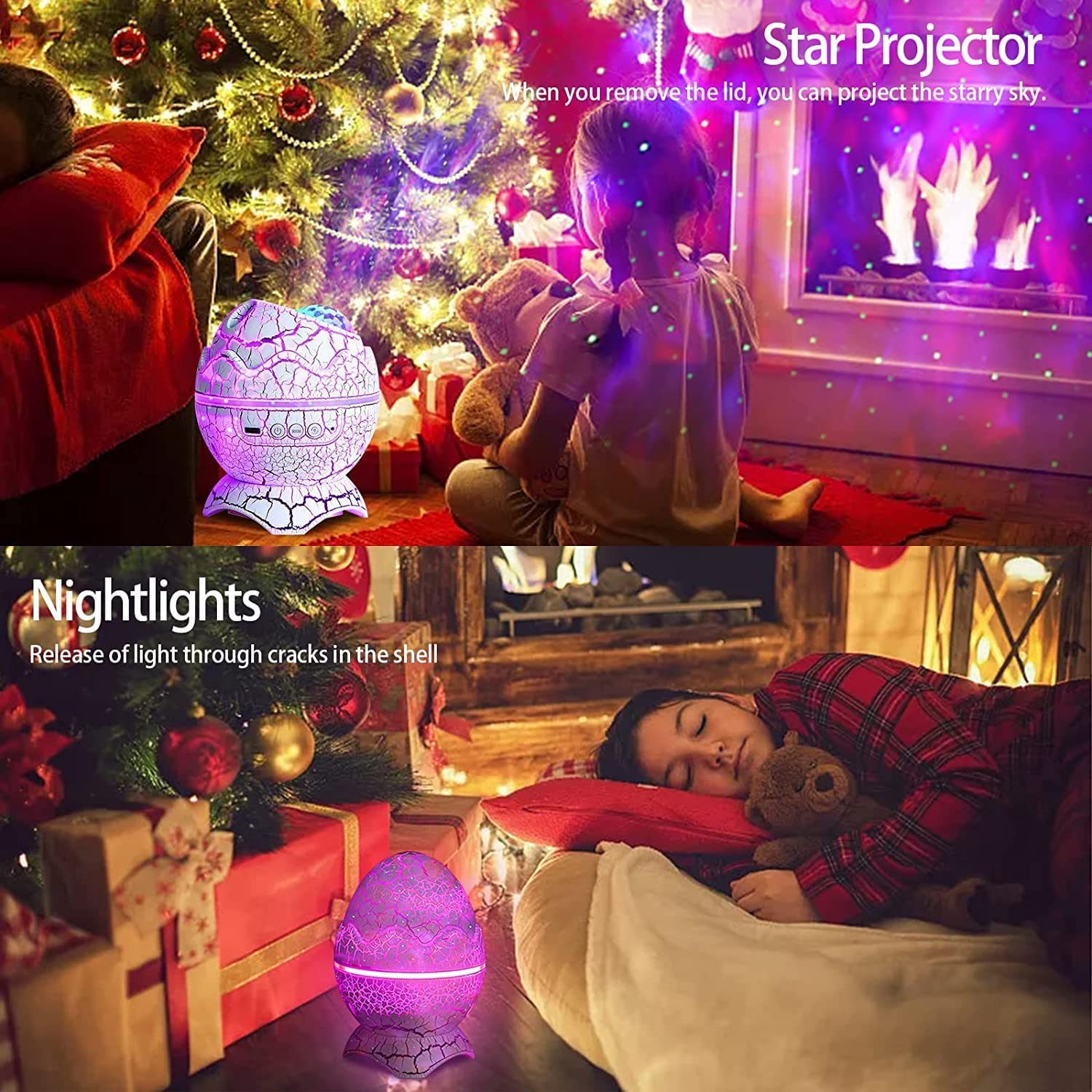 Varkda Dinosaur Egg Galaxy Star Projector Starry Light With Wireless Music Player, Night Light With White Noise, Nebula,Timer & Remote Control Best  & Decoration For Children'S And Adults' Bedroom